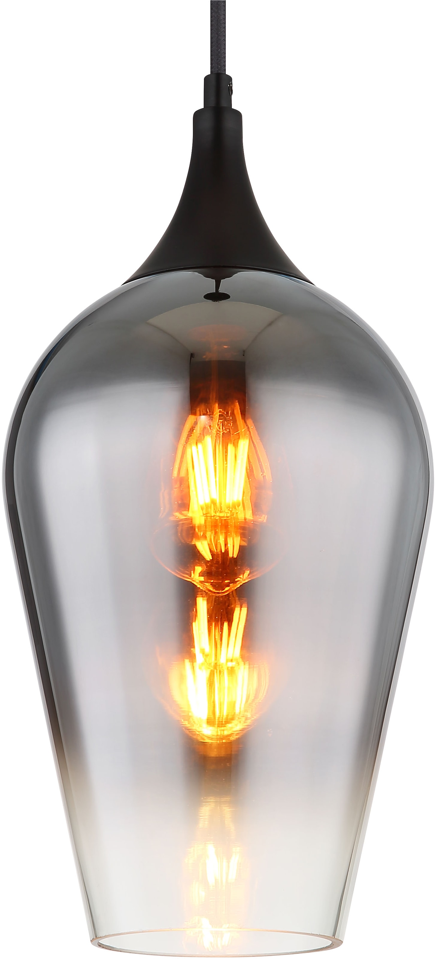 GLOBO LIGHTING Hängeleuchte »LAVUS«, Leuchtmittel E27 | ohne Leuchtmittel, Hängelampe/Pendell./Glas verchromt/Höhe kürzbar/Esstisch/Wohnzimmer
