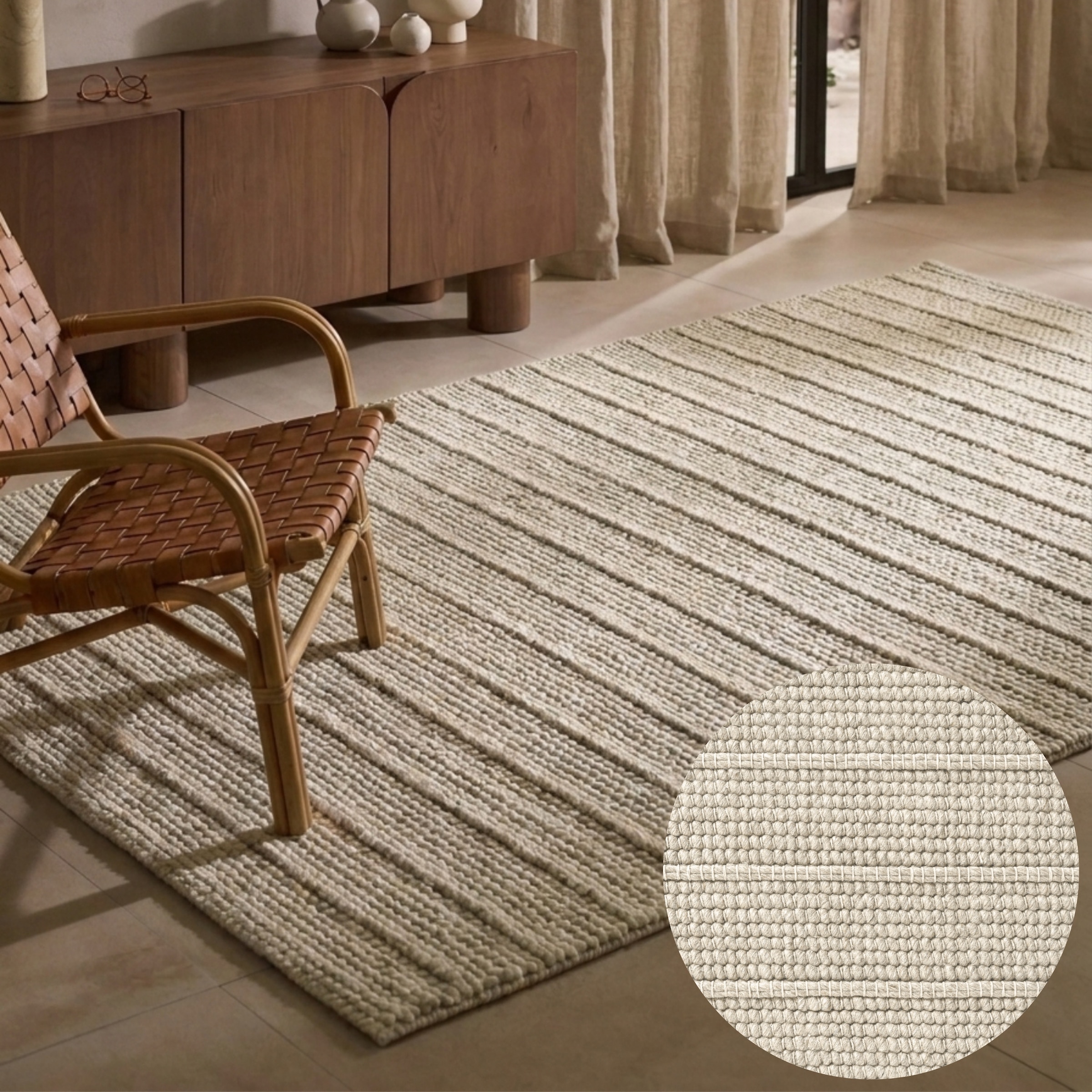 Ted Baker Wollteppich "Parker, auch als Läufer" rechteckig 7 mm Höhe Wolle, Natur, handgewebt, Wohnzimmer, Schlafzimmer, Boho, Skandi