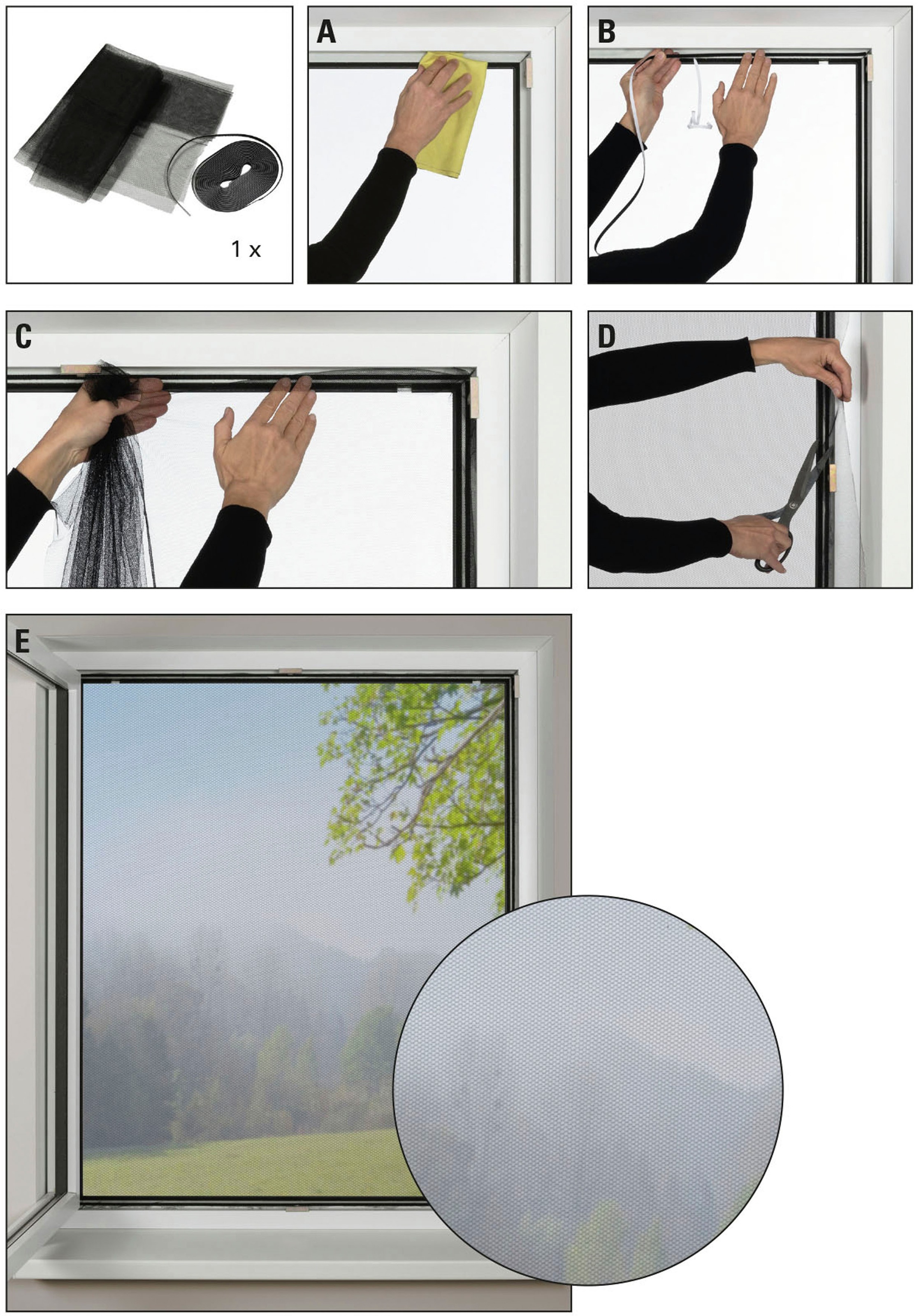 Thumbnail - GARDINIA Fliegengitter-Gewebe "Insektenschutz Gaze" mit selbstklebendes Klettband