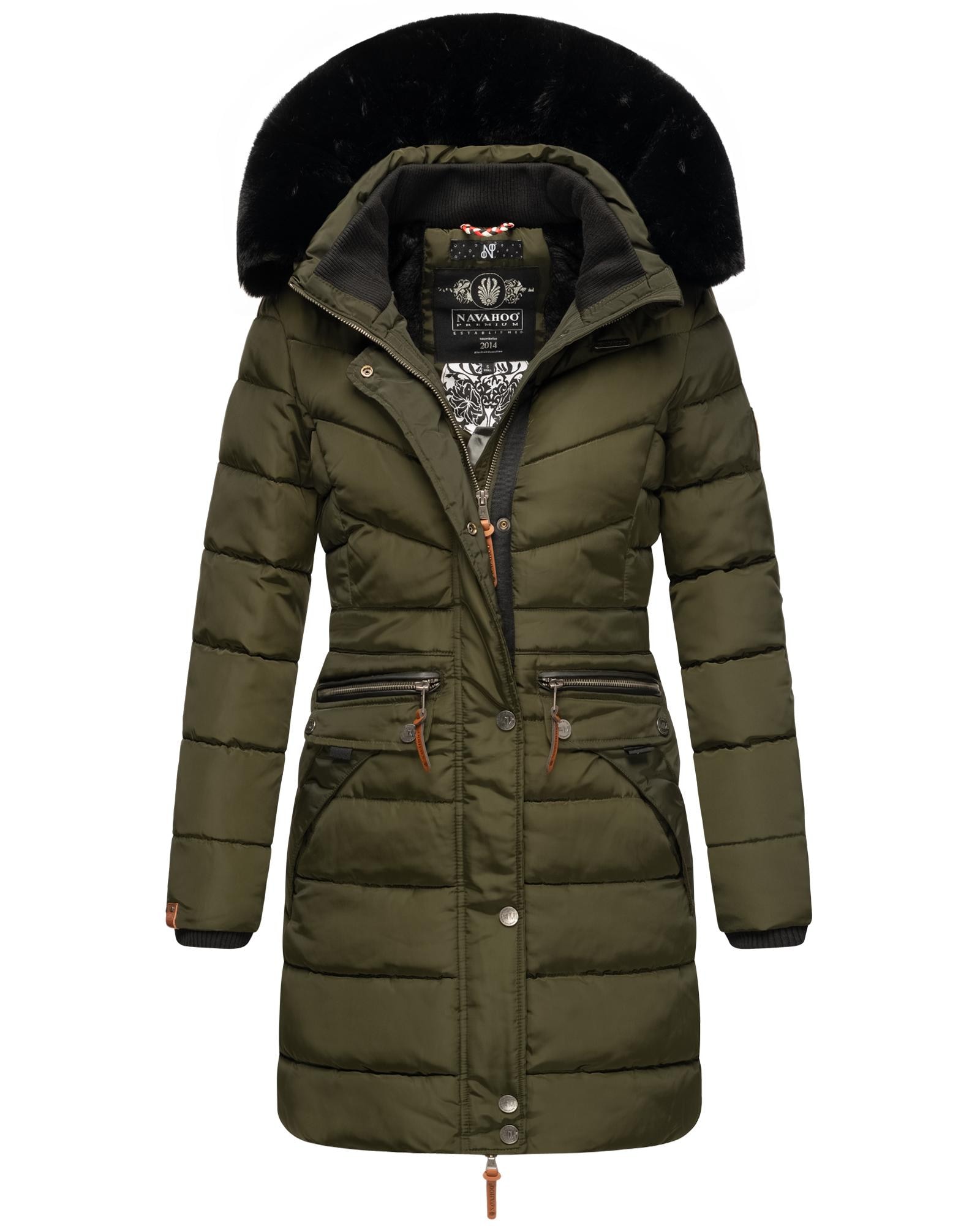 Navahoo Steppmantel "Paula", stylischer Winter Parka m. edlem Fellimitat