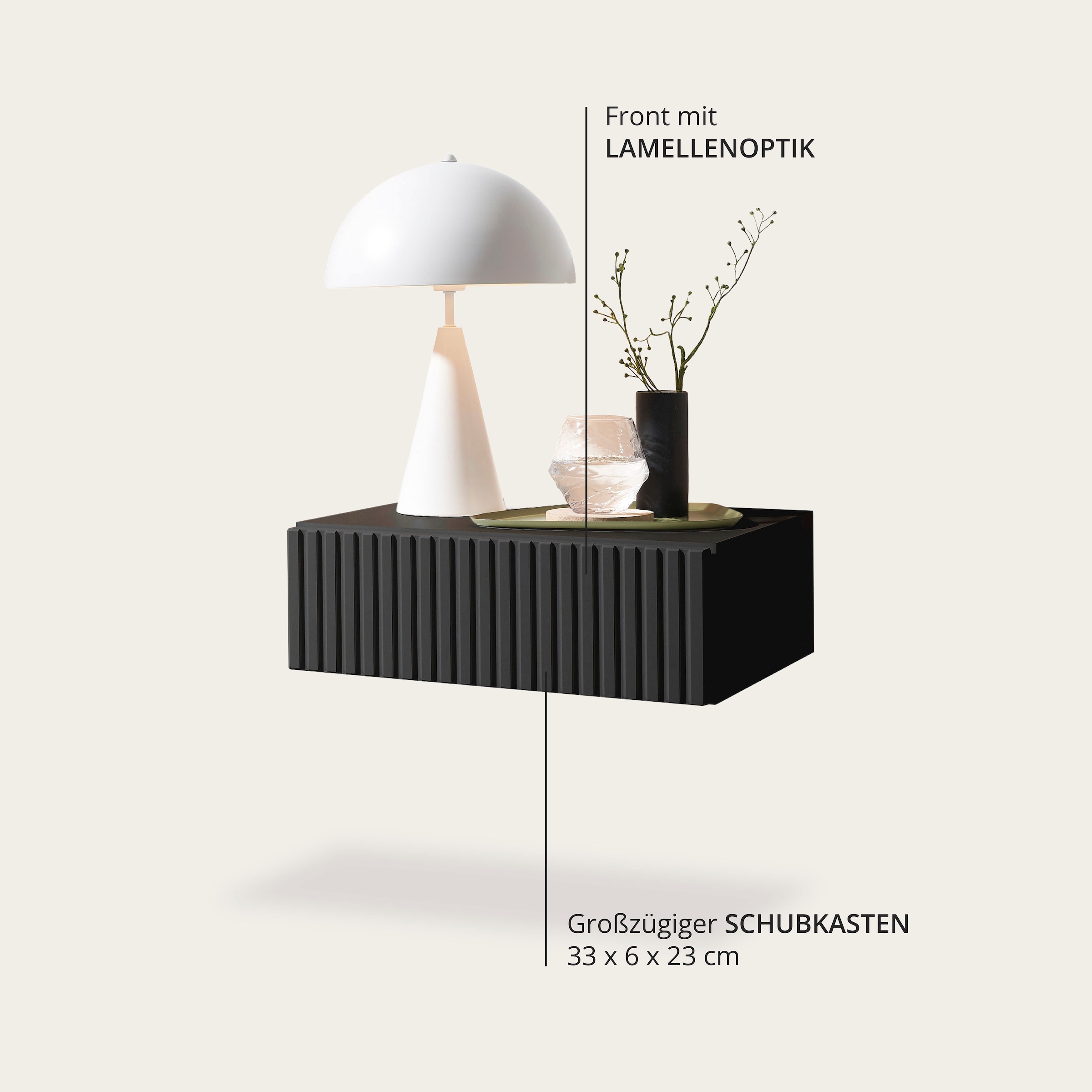 Schlafkontor Nachtkommode »Taboni Nachttisch, Nachtkonsole mit Push-to-open« Wandmontage