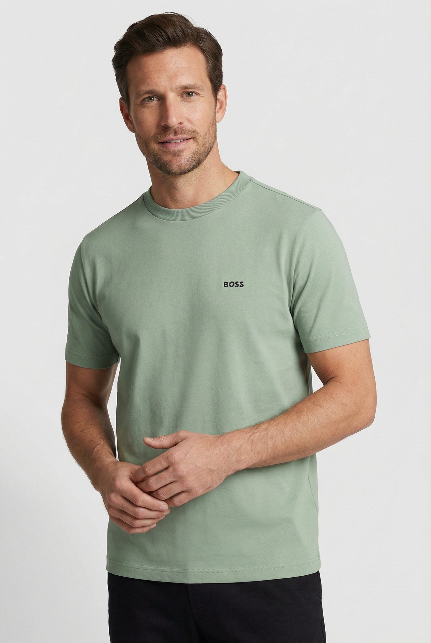 BOSS GREEN Rundhalsshirt "Tee" mit gummiertem Kontrast-Logo günstig online kaufen