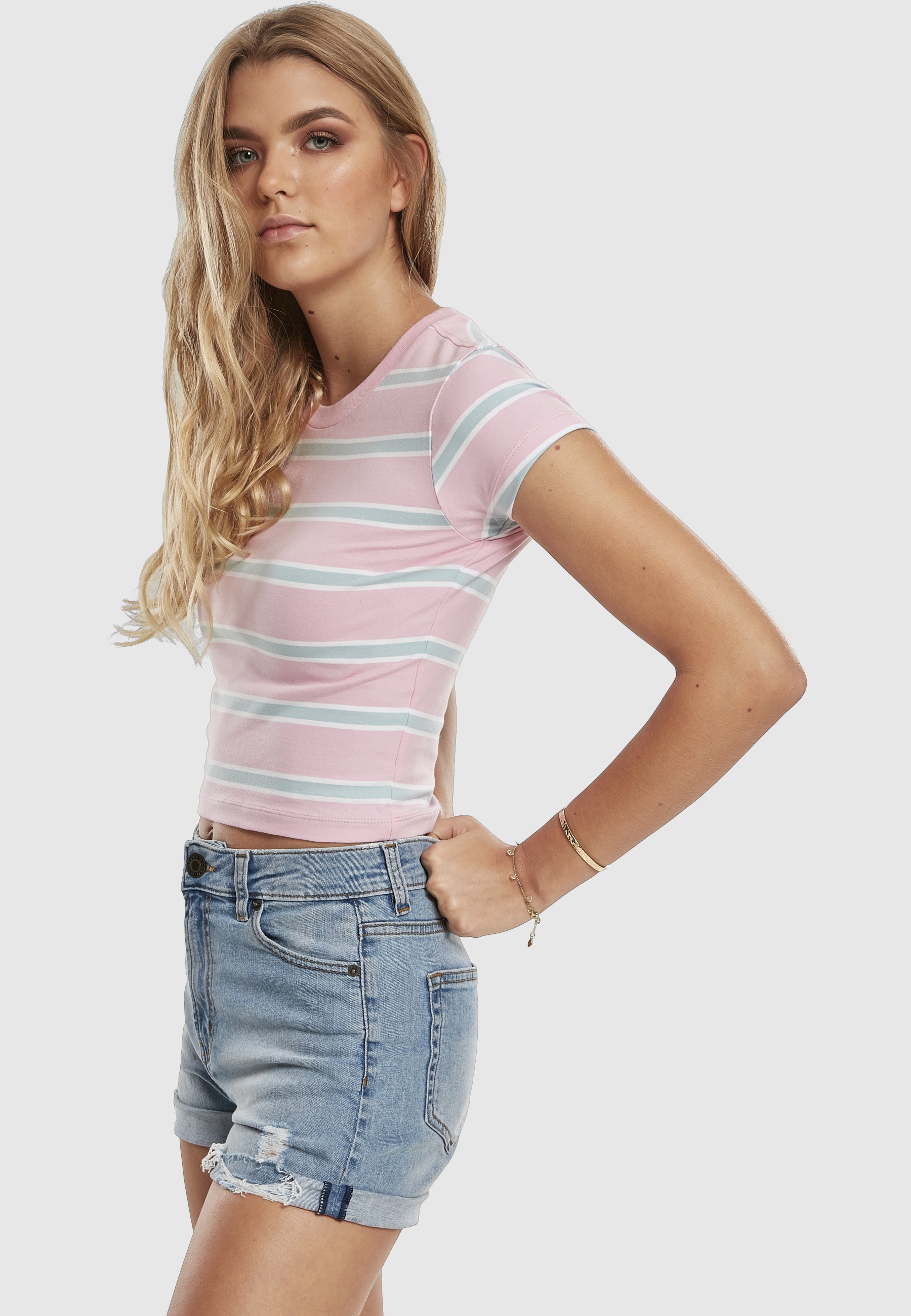 URBAN CLASSICS T-Shirt »Urban Classics Damen Ladies Stripe Cropped Tee« 1 Stk.