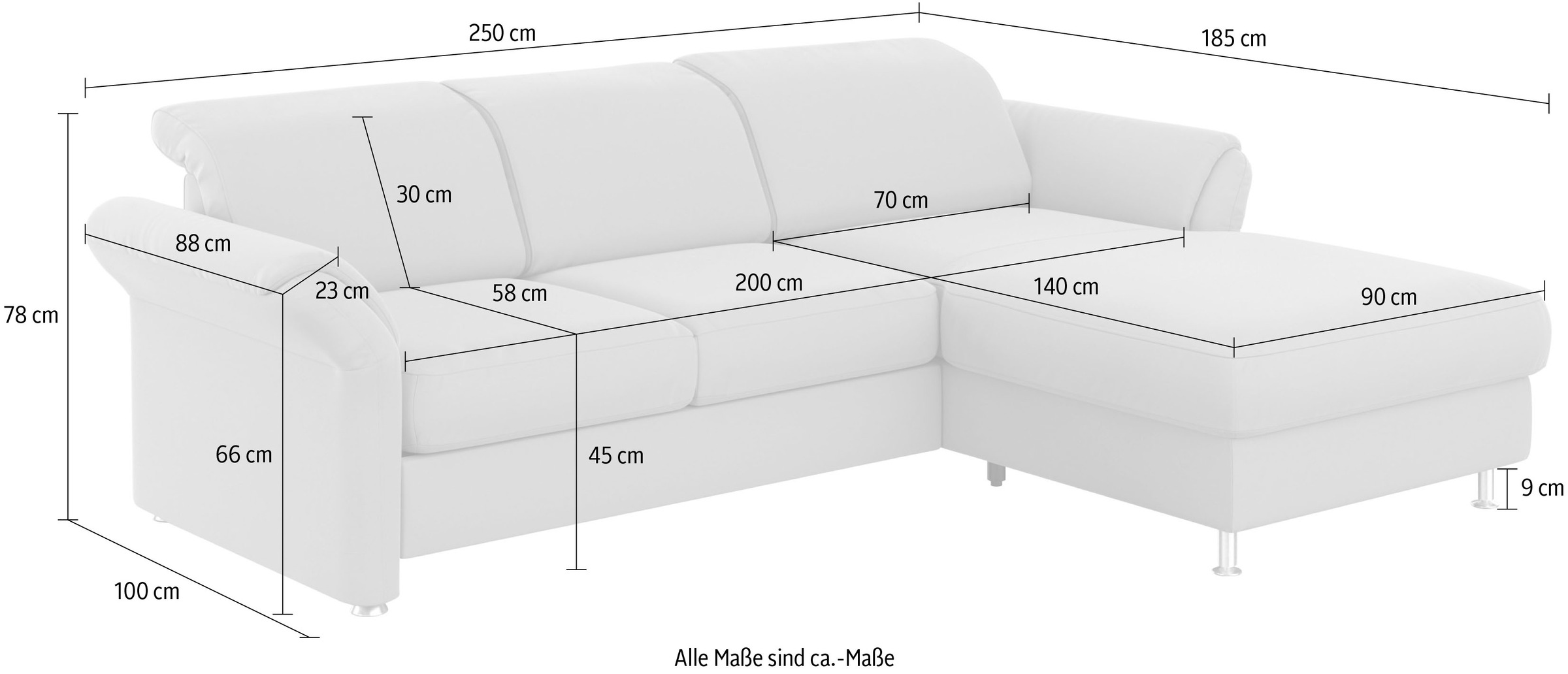 sit&more Ecksofa »Apulia L-Form«, wahlweise Bettfunktion, Bettkasten und Kopf- und Armteilverstellung