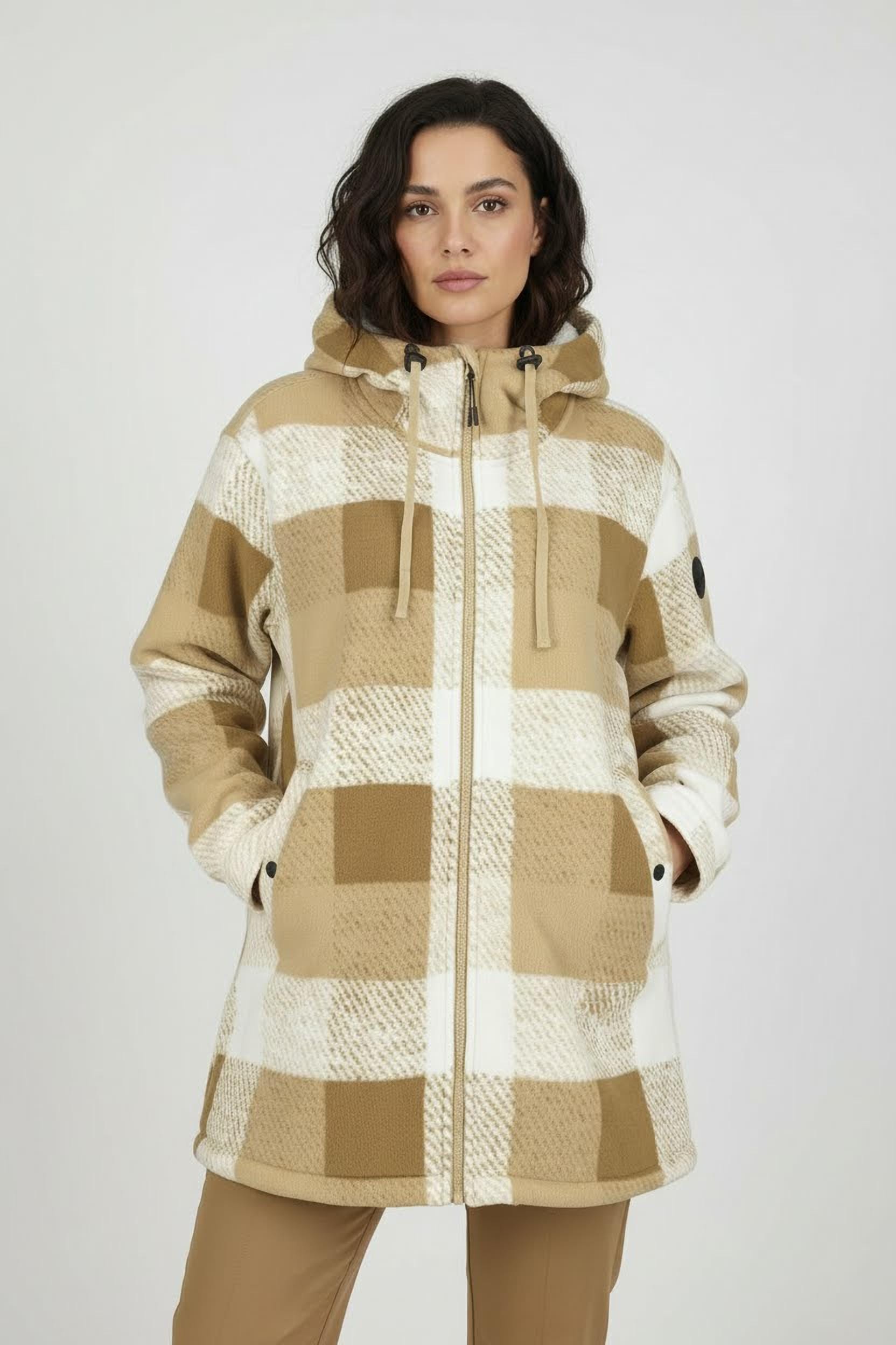 Icepeak Fleecejacke »ICEPEAK PAPAIKOU« mit Kapuze und Kordelzügen, lockere Passform, mit regulierbarem Saum