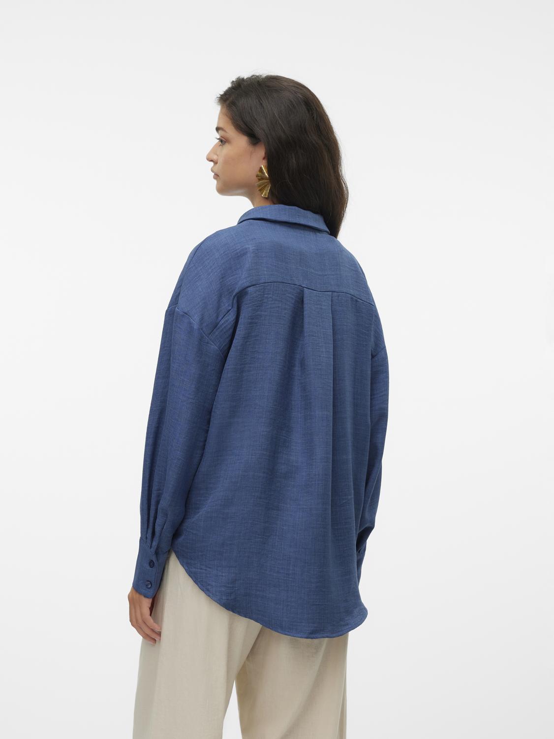 Thumbnail - Vero Moda Langarmbluse "VMMELANEY QUEENY LS SHIRT WVN NOOS" Kunstfaser, loose fit