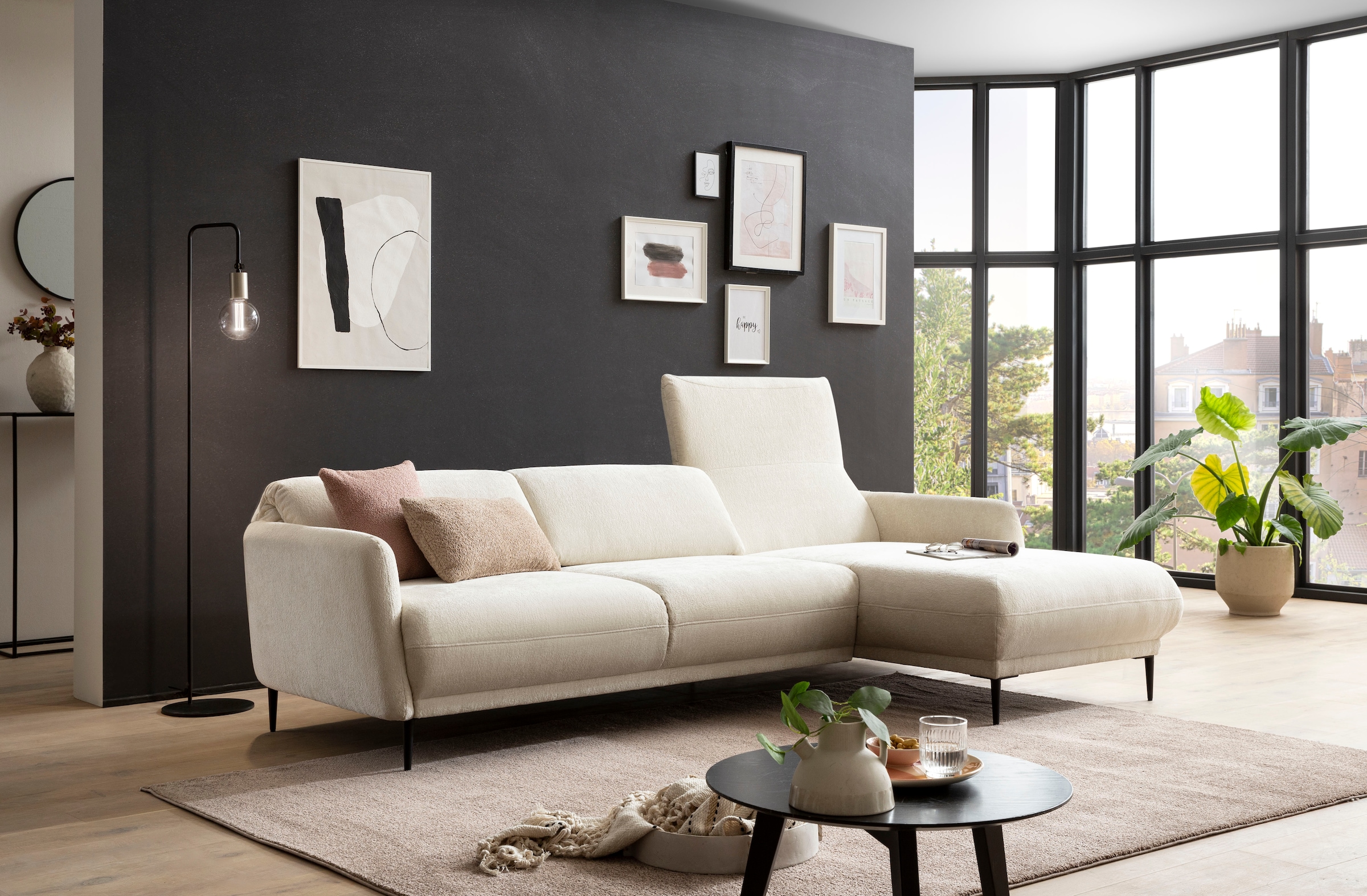 andas Ecksofa »Skovsende Sitzbreite 245 cm, Rückenlehne stufenlos hochklappbar für«, individuellen Sitzkomfort Kopfteilverstellung, L-Form