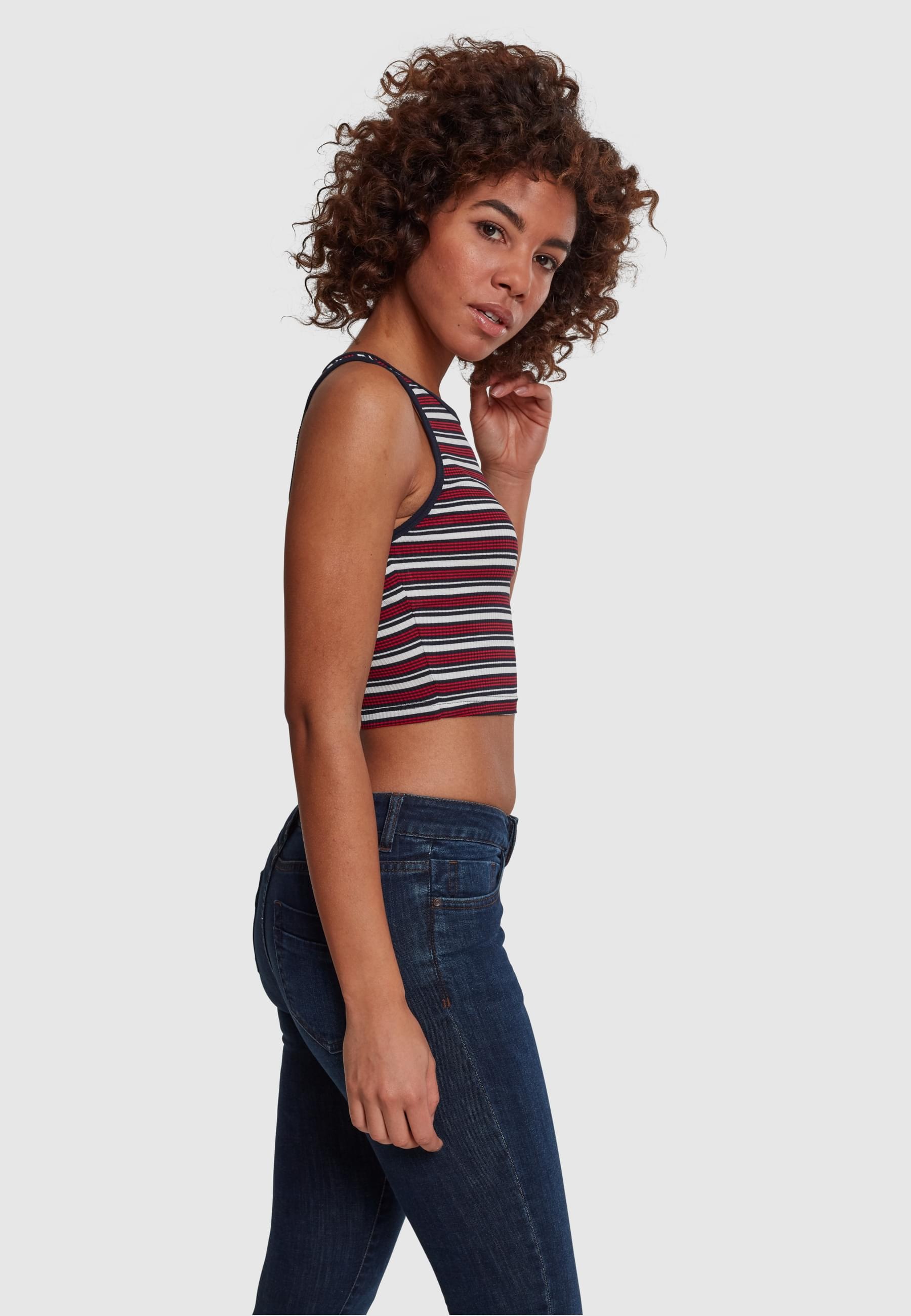 URBAN CLASSICS Muskelshirt »Urban Classics Damen Ladies Rib Stripe Cropped Top«, (1 tlg.)