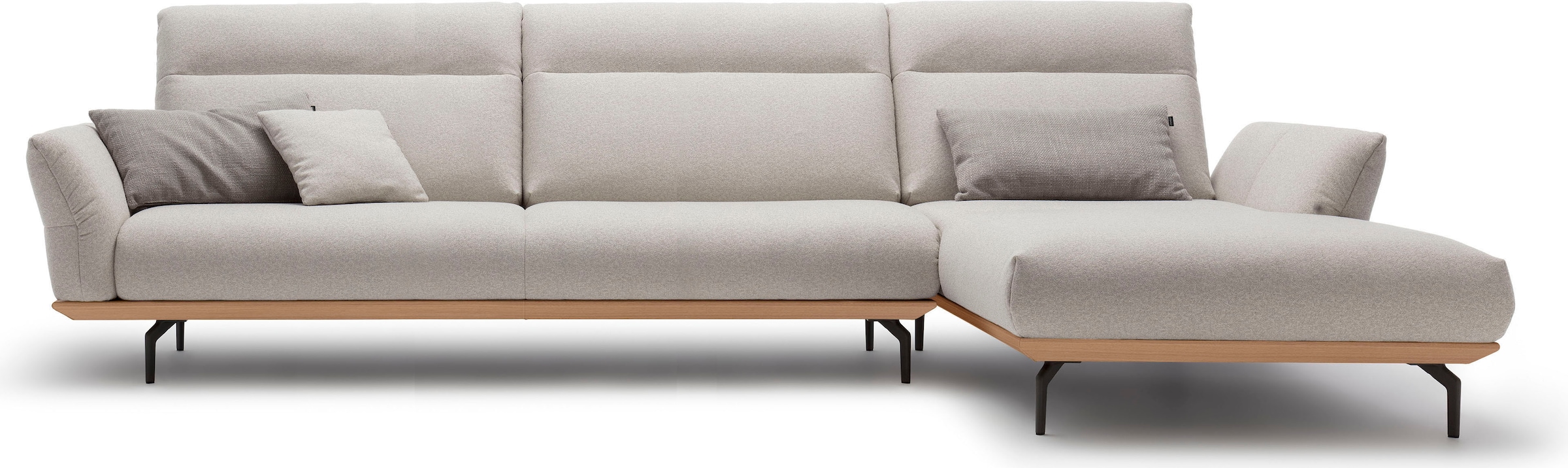 Creation BY ROLF BENZ Ecksofa "CR.460, Design-Sofa der Extraklasse, verstellbare Rückenlehne, L-Form" Sockel in Eiche, Winkelfüße in Umbragrau, Breite 338 cm