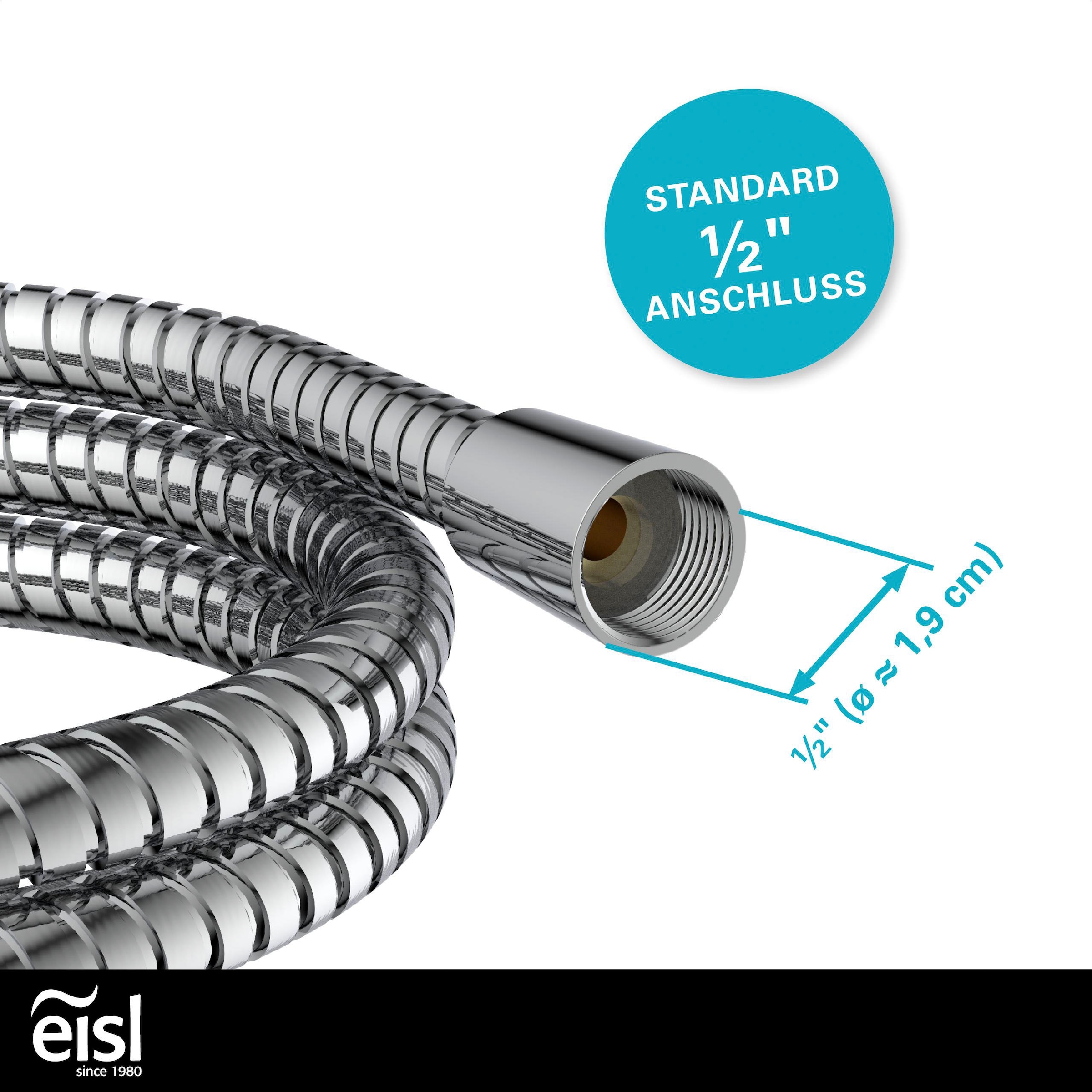 Eisl Brauseschlauch, 150 cm, Edelstahl, inkl. Wasserspardichtung - bis 50% Wasserersparnis