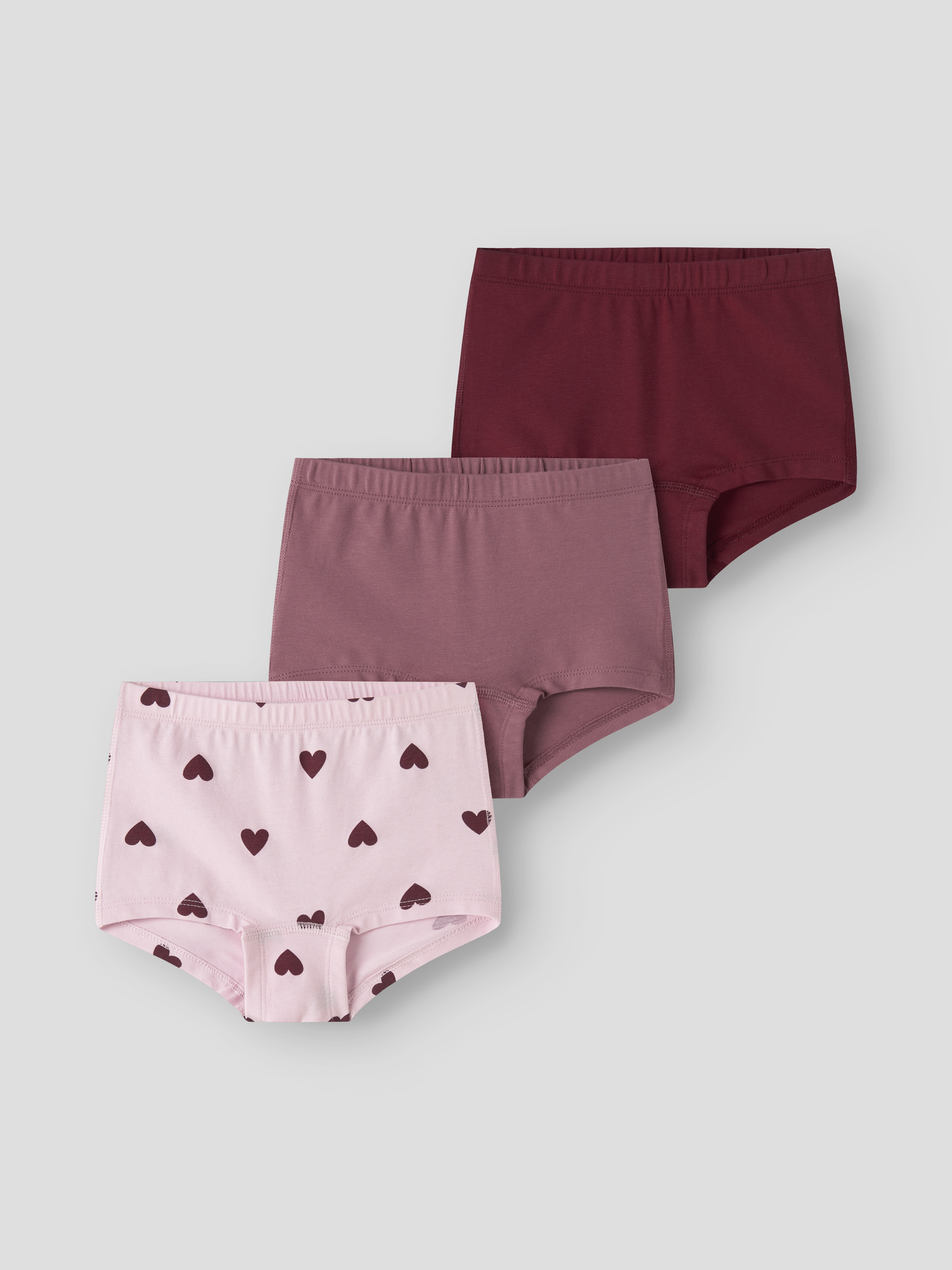 Name It Hipster "NMFTIGHTS 3P CUTIE HEART NOOS" Packung, 3 Stk. Baumwollmischung, uni und bedruckt im Set