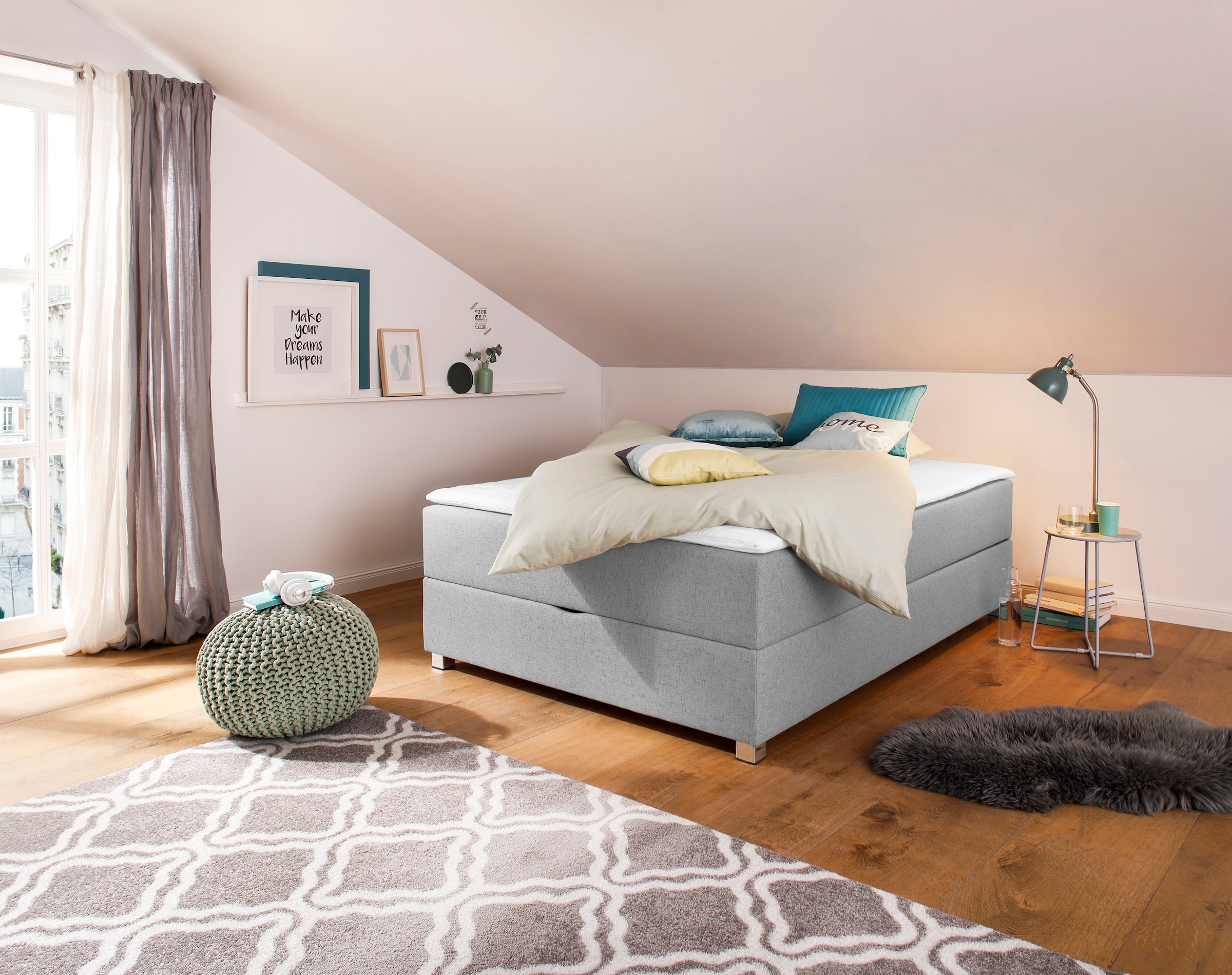 Home affaire Boxbett "Alexis" ohne Kopfteil - ideal für Räume mit Dachschrägen; in 4 Breiten