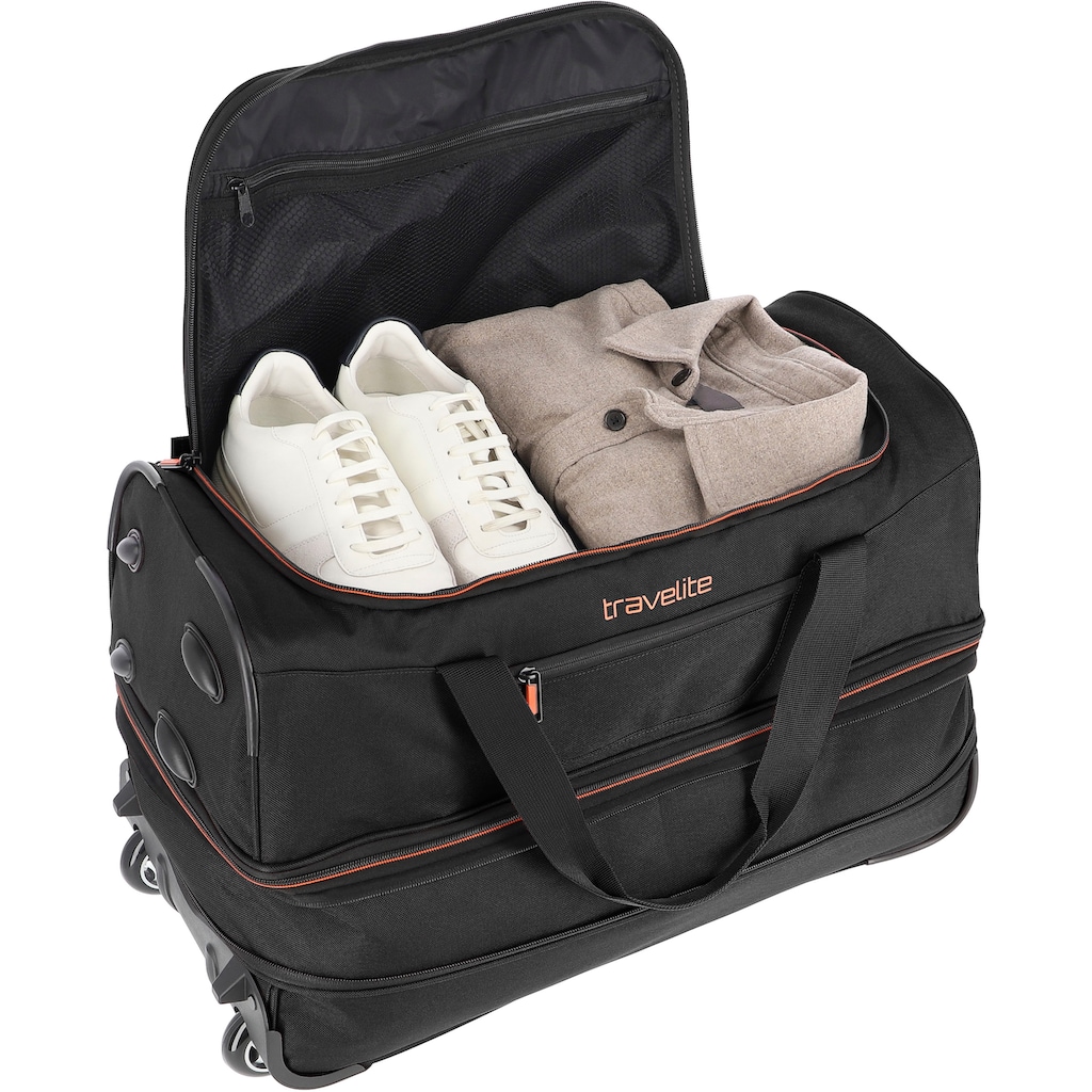 travelite Reisetasche »Basics, 55 cm«, Duffle Bag Sporttasche mit Trolleyfunktion und Volumenerweiterung