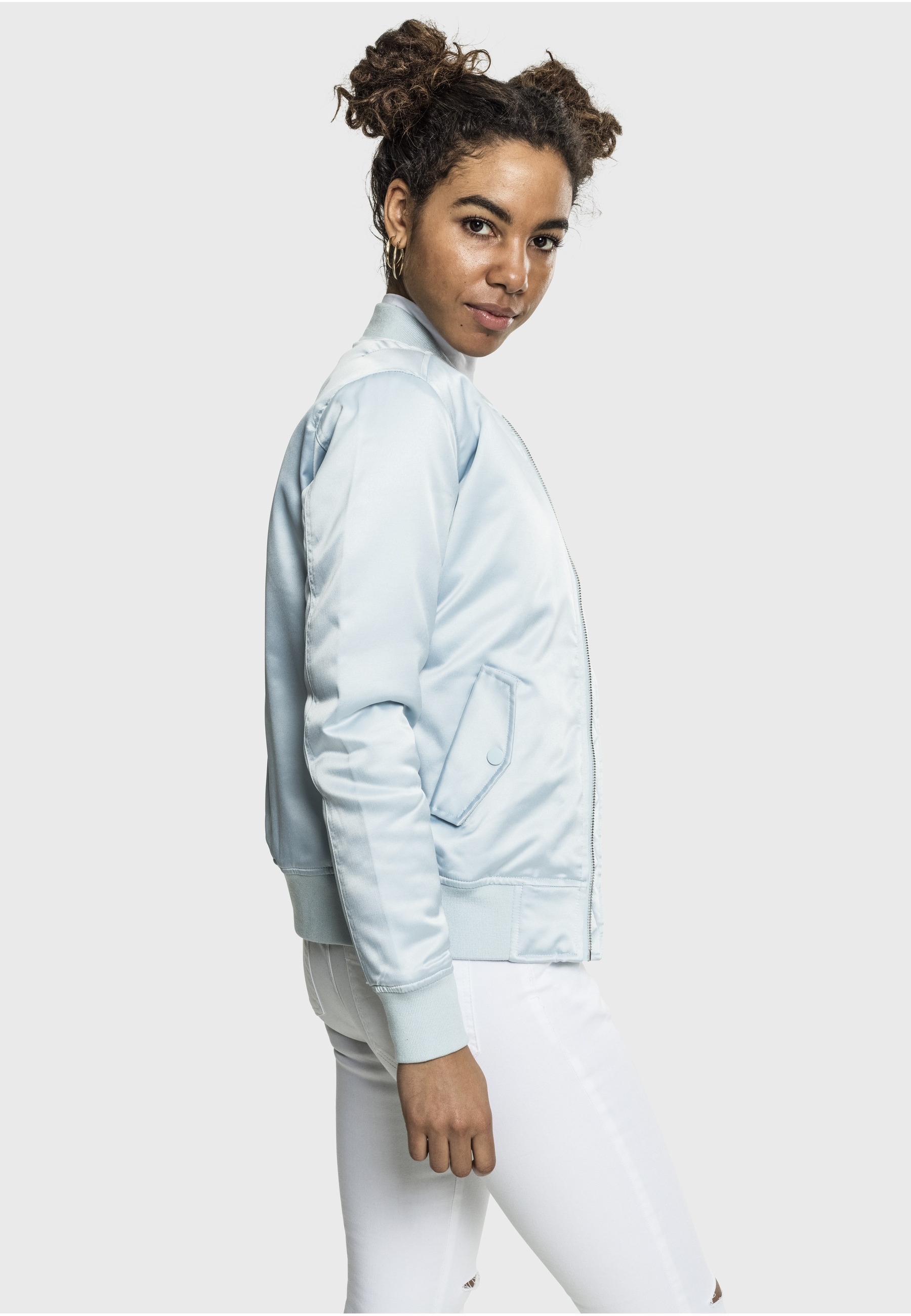 URBAN CLASSICS Allwetterjacke »Urban Classics Damen Ladies Satin Bomber Jacket« 1 Stk. tlg. ohne Kapuze