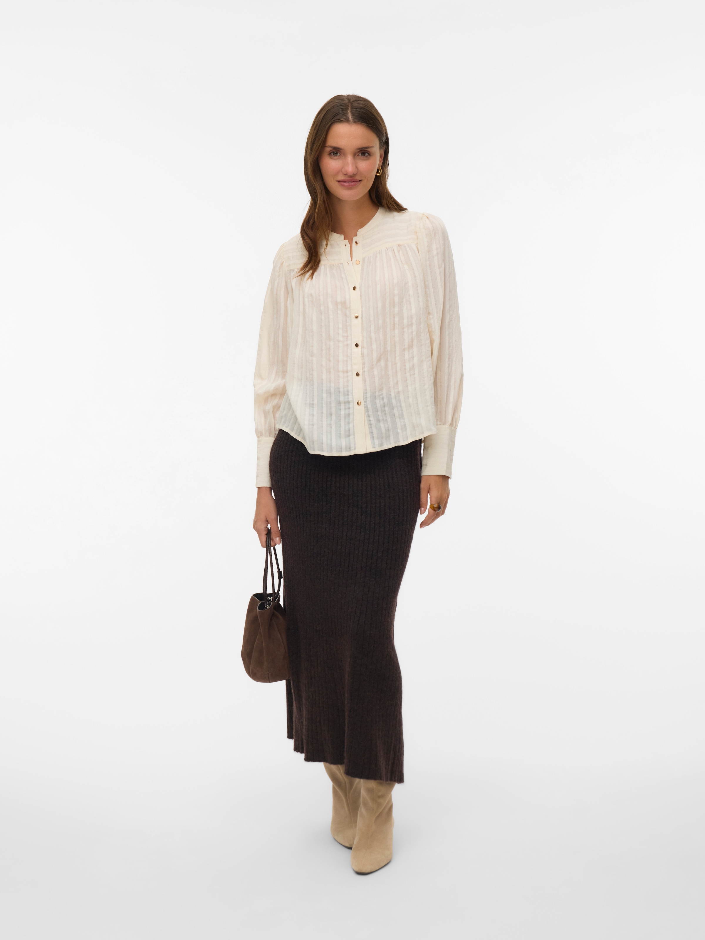 Vero Moda Hemdbluse »VMISELLE L/S SHIRT WVN BTQ« lange Bündchen, Ton-in Ton Streifenmuster