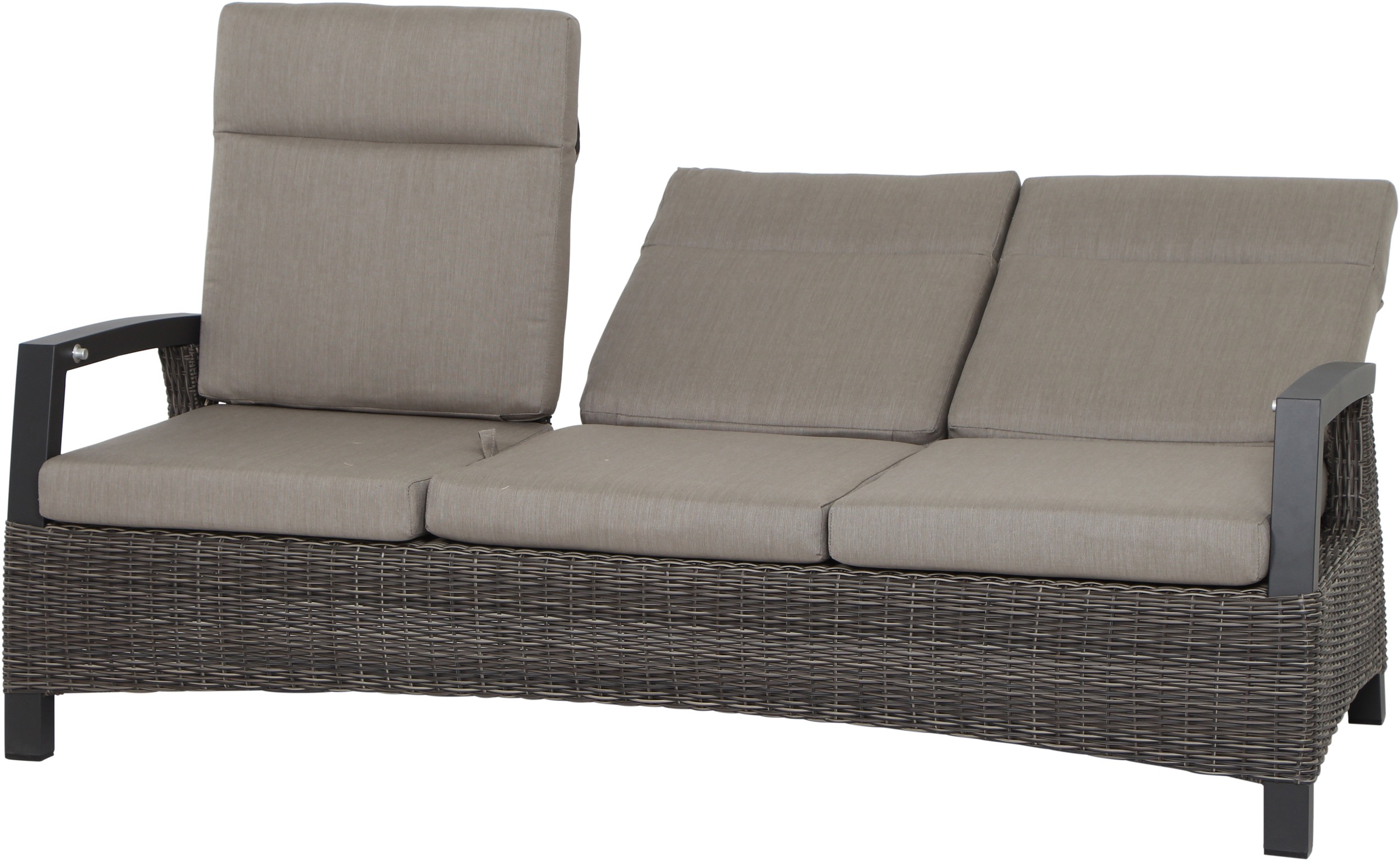 Siena Garden Gartenlounge-Bank »CORIDO Lounge 3er Sofa in charcoal grey« Gestell Alu matt anthrazit, mit Sitz- u. Rückenkissen taupe meliert