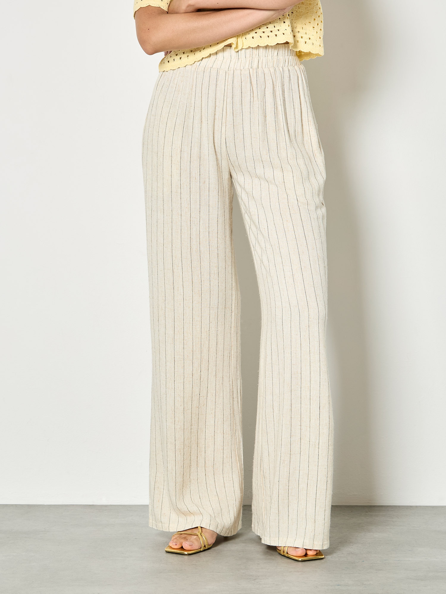 Apricot Leinenhose "Breite Hose aus Leinenmischung" mit Nadelstreifen