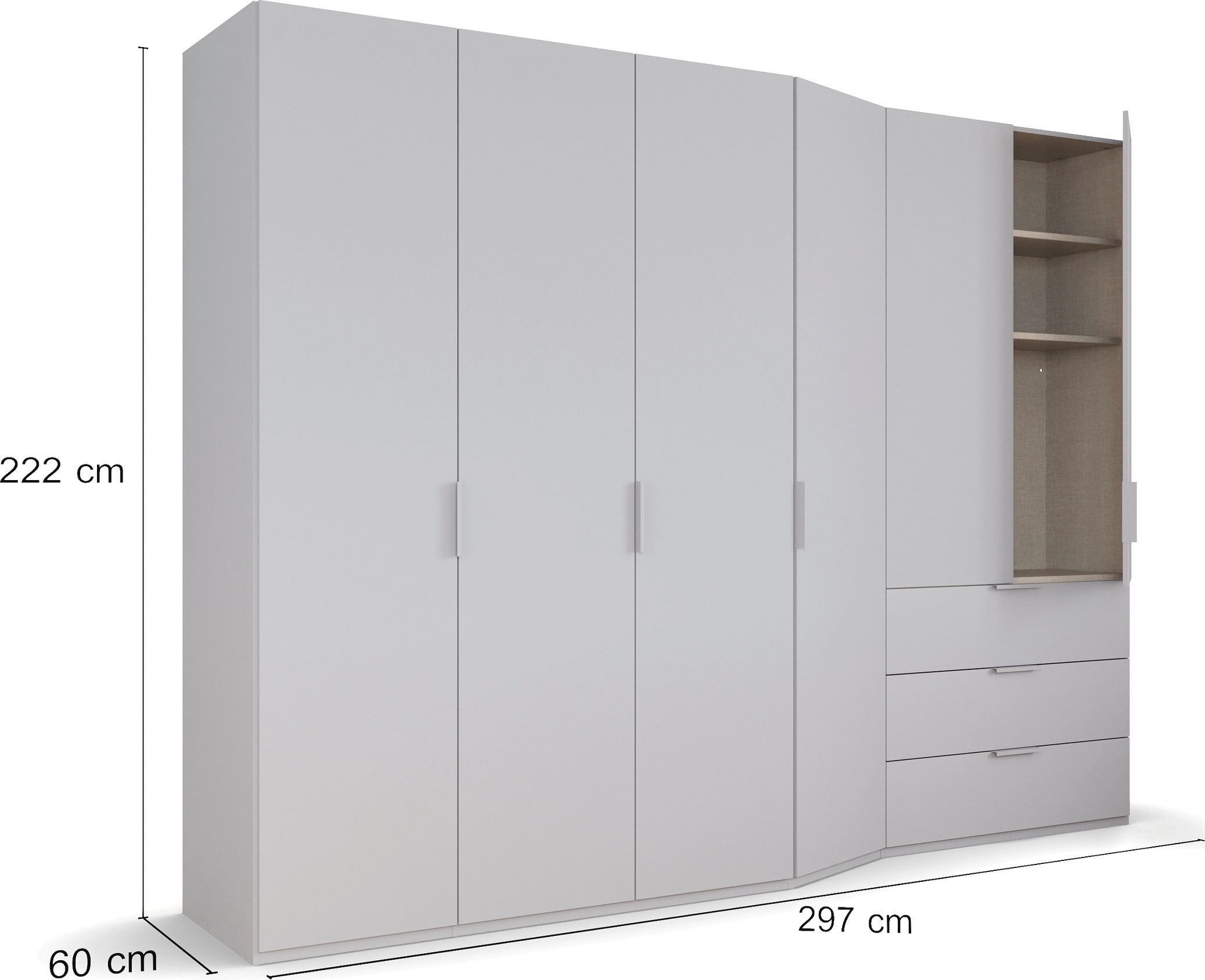 rauch Drehtürenschrank »Kleiderschrank Schrank Garderobe Wäscheschrank WAVE«, in 2 unterschiedlichen Tiefen, mit Soft-Close Funktion MADE IN GERMANY