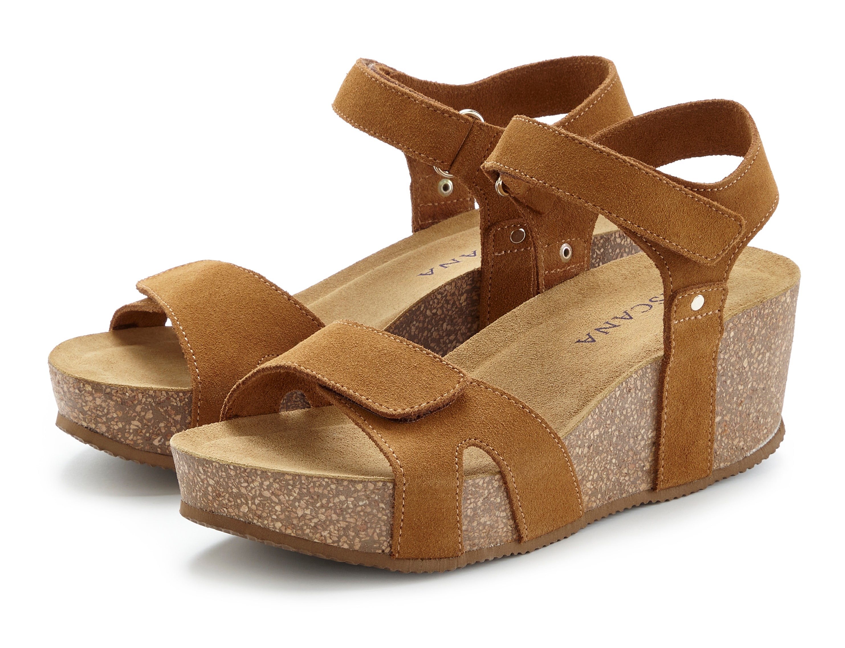LASCANA Sandalette "Sommerschuh, Sandale, offener Schuh, Keilsandalette," NEU aus Leder mit komfortablem Keilabsatz