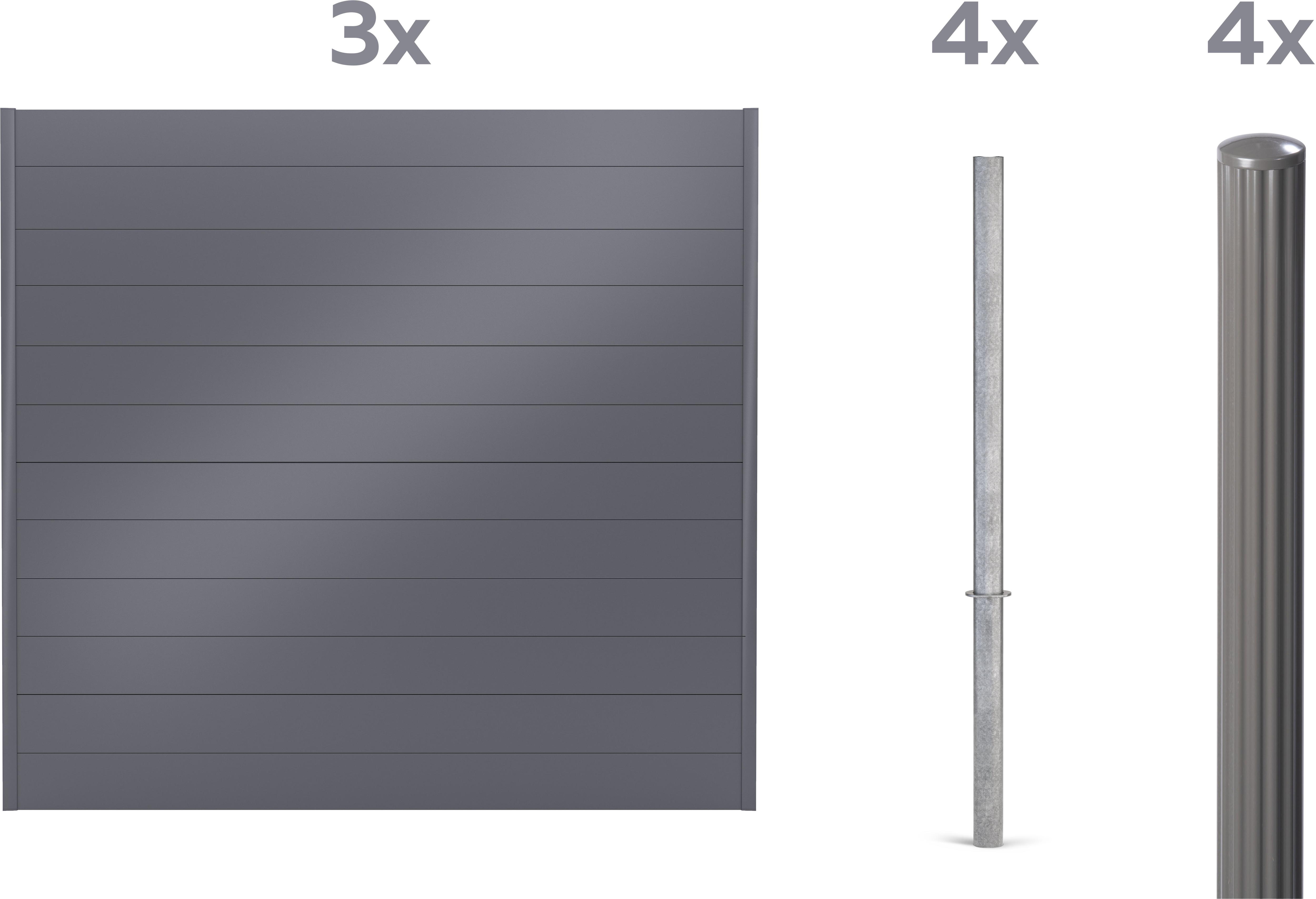 Alberts Dichtzaun "Palitio, Profilhöhe 150 mm" Aluminium, verschiedene Dekore und Längen
