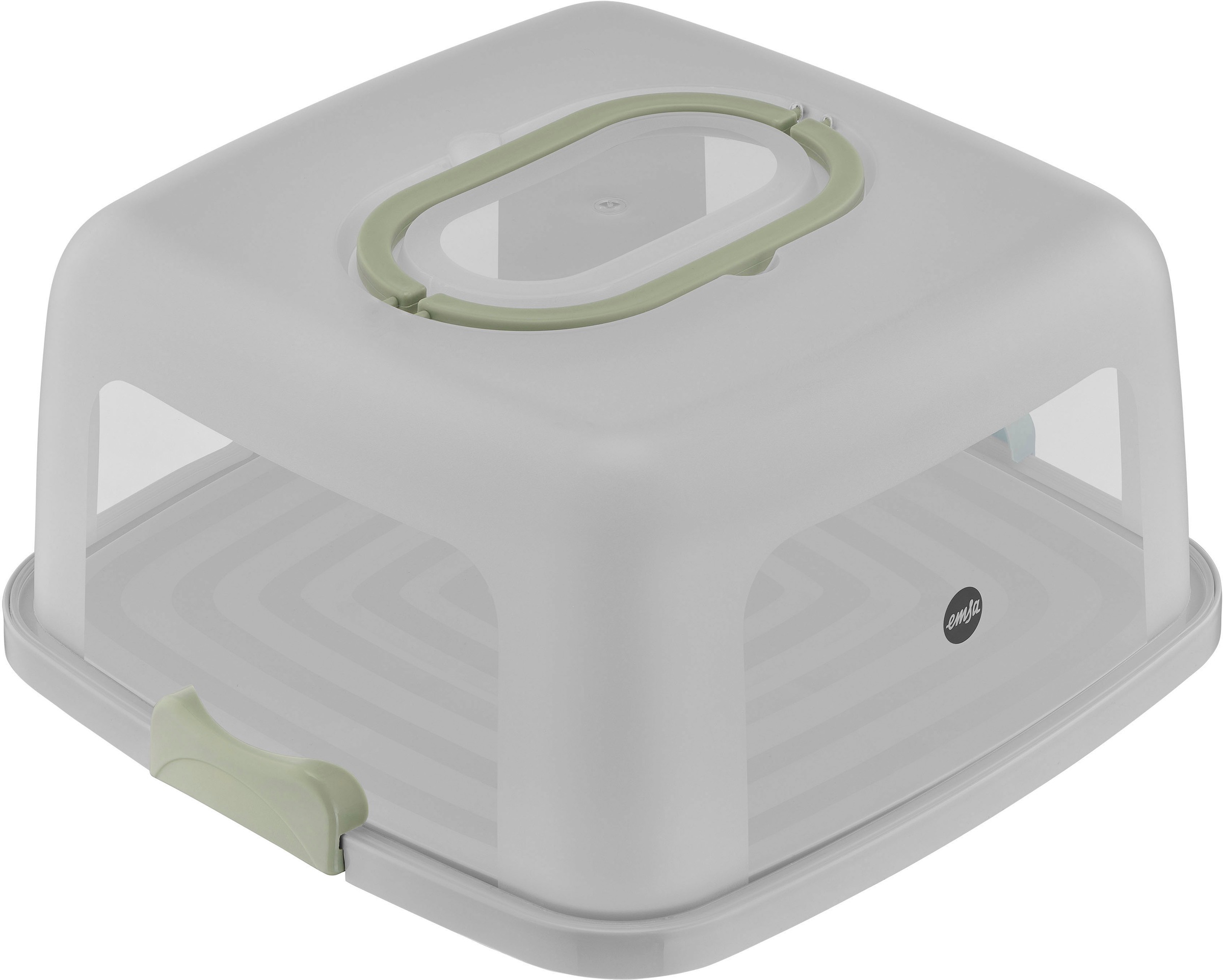 EMSA Kuchentransportbox "K32670 Prep&Bake", B:35,5cm H:16,1cm, grün, Lebensmittelaufbewahrungsbehälter, eckig 37x33 cm, Tragegriff,