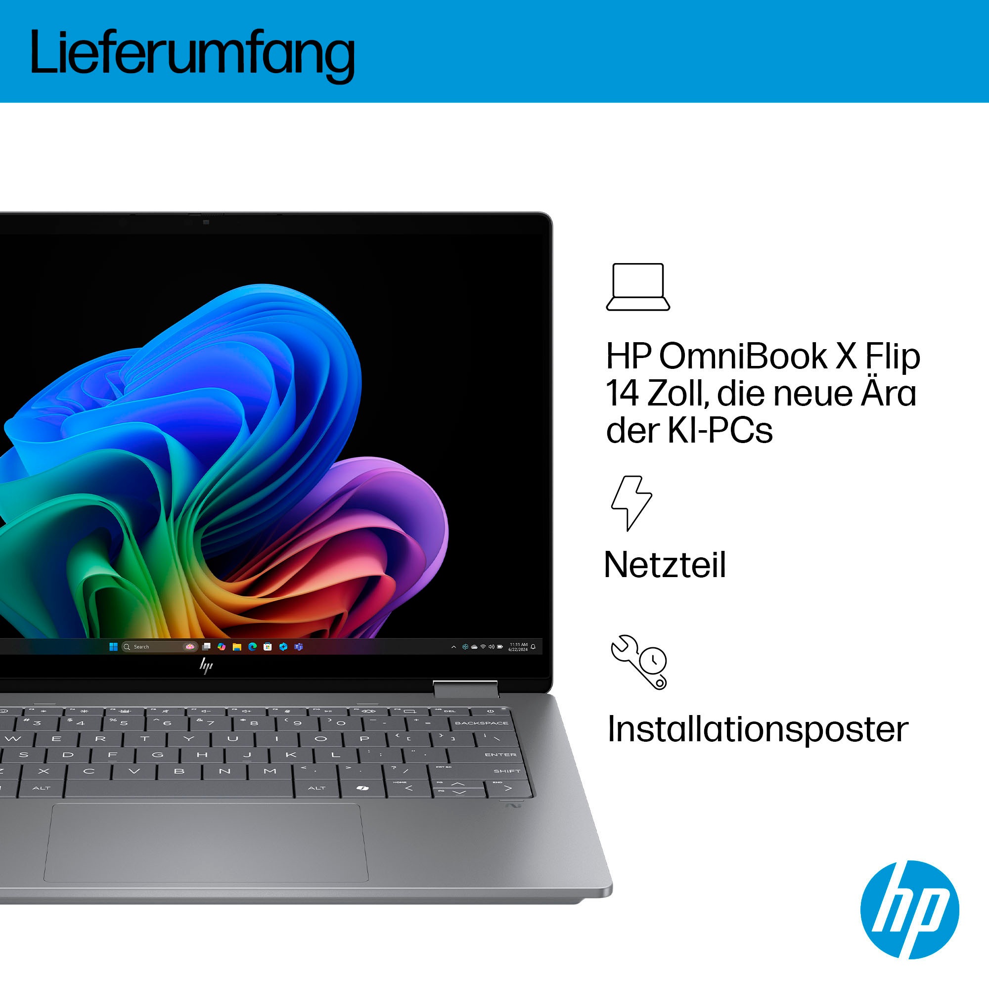 HP Convertible Notebook »OmniBook X Flip 14-fm0077ng«, 35,6 cm, / 14 Zoll, Intel, Core Ultra 7, 1000 GB SSD