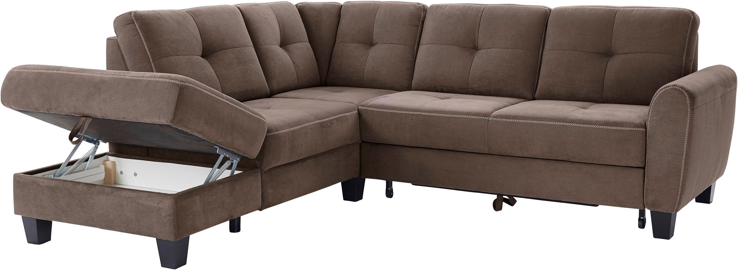 sit&more Ecksofa »Varese L-Form«, mit Federkern, wahlweise mit Bettfunktion und Stauraum