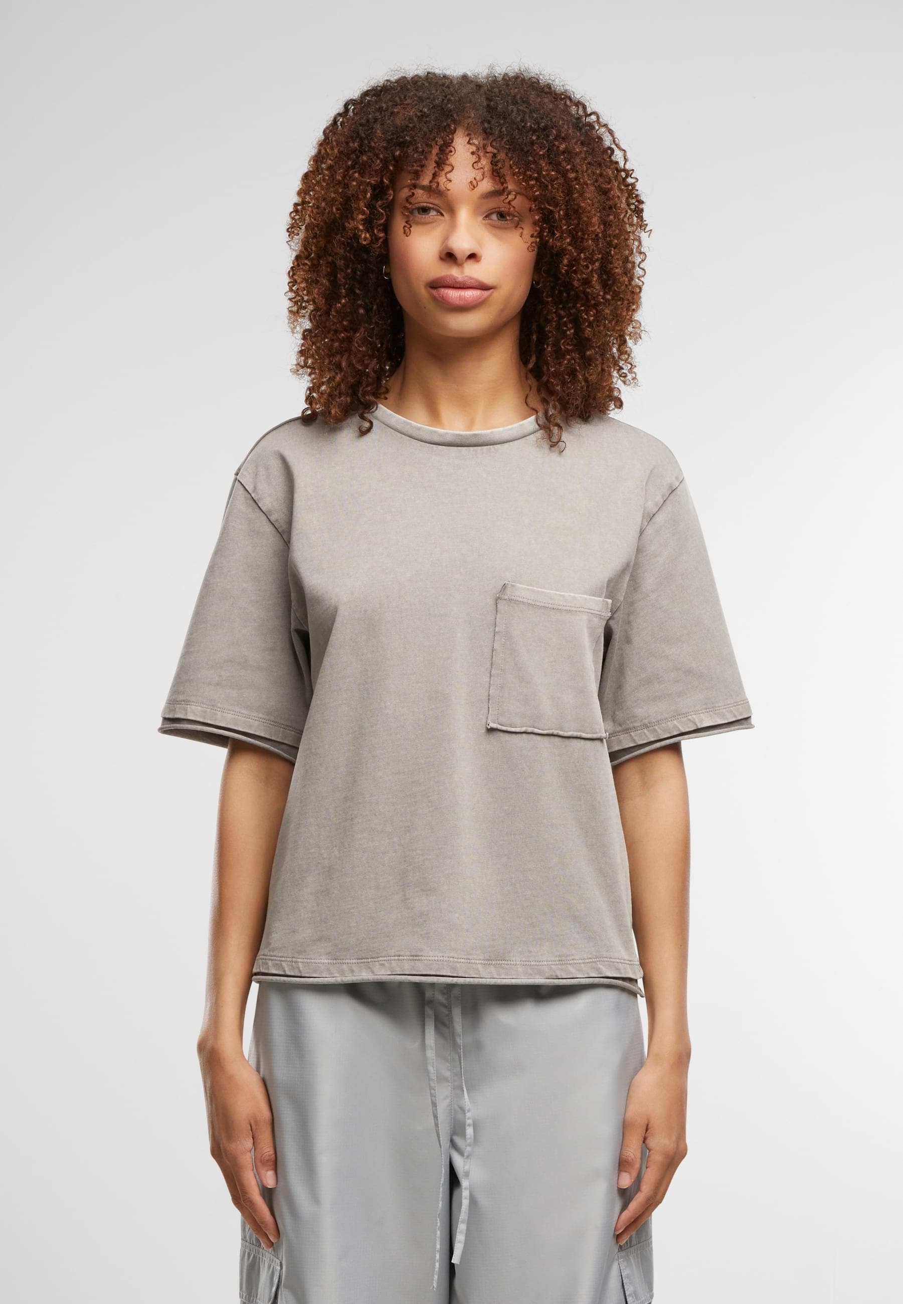 URBAN CLASSICS T-Shirt »Urban Classics Ladies Washed Jersey Boxy Shirt«, (1 tlg.)