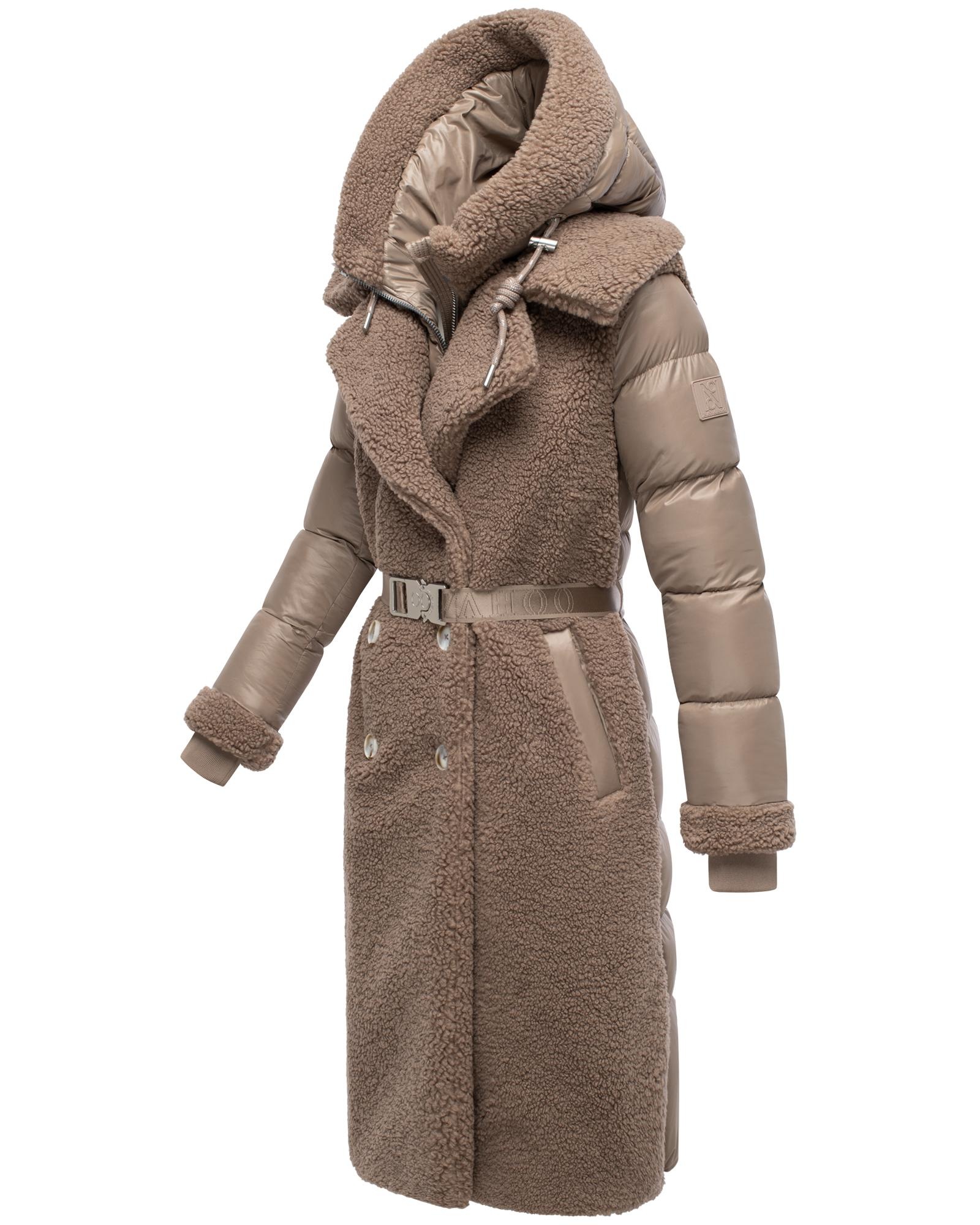 Navahoo Wintermantel »Kuscheltraum 14«, Modischer Damen Plüschmantel aus angesagtem Materialmix