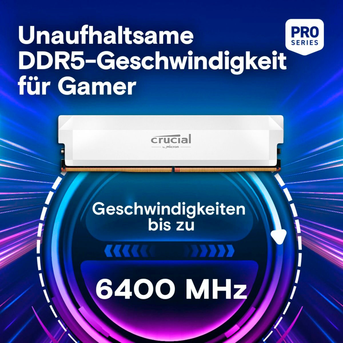 Crucial PC-Arbeitsspeicher »Pro DDR5-6400 Kit 32GB (2x16GB) UDIMM CL38 Overclocking«