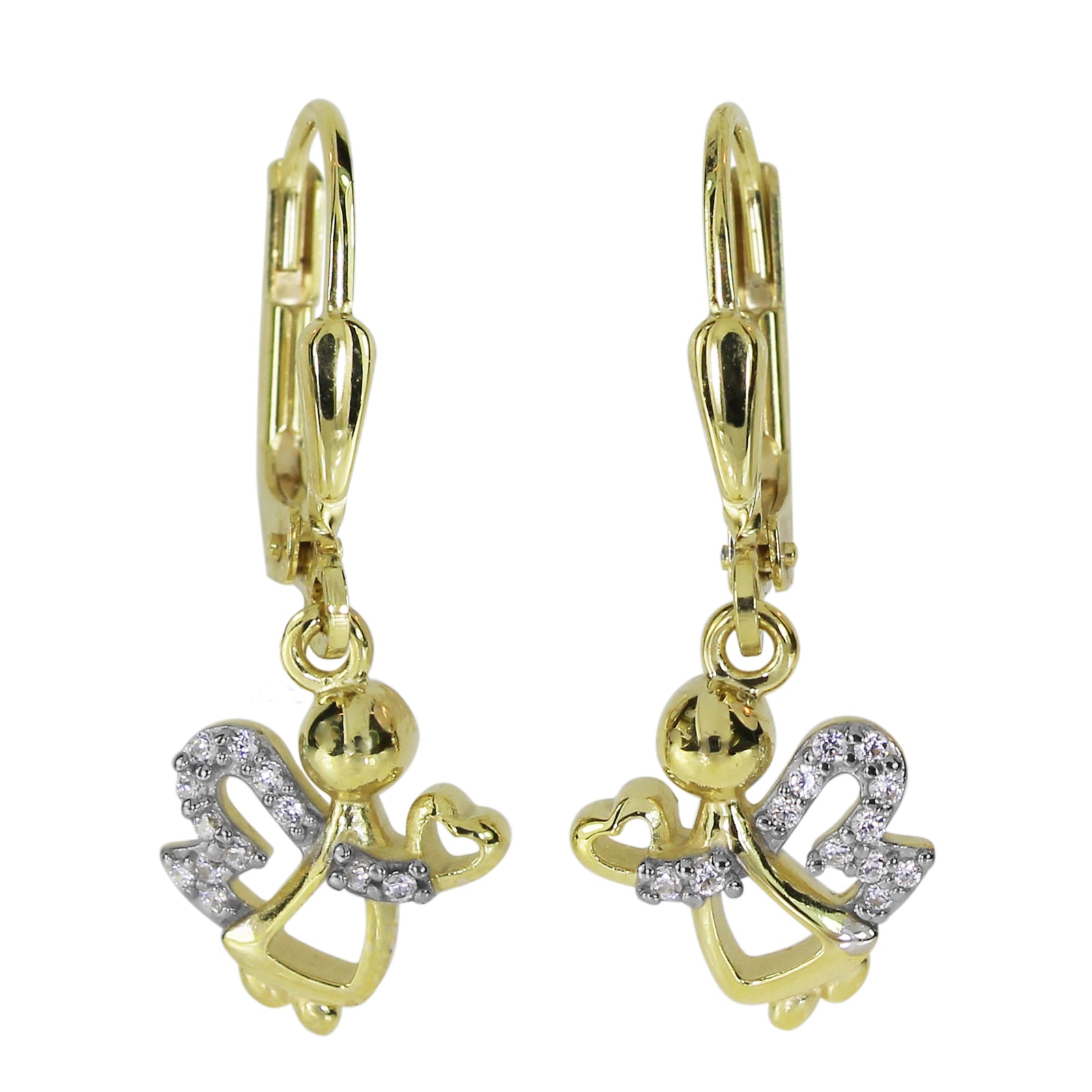 Paar Ohrhänger OSTSEE-SCHMUCK "- Engel - Gold 333/000 - Zirkonia" Gr. 25, gold (gold 333, goldfarben, gelb), Ohrringe, Damen, Gelbgold 333