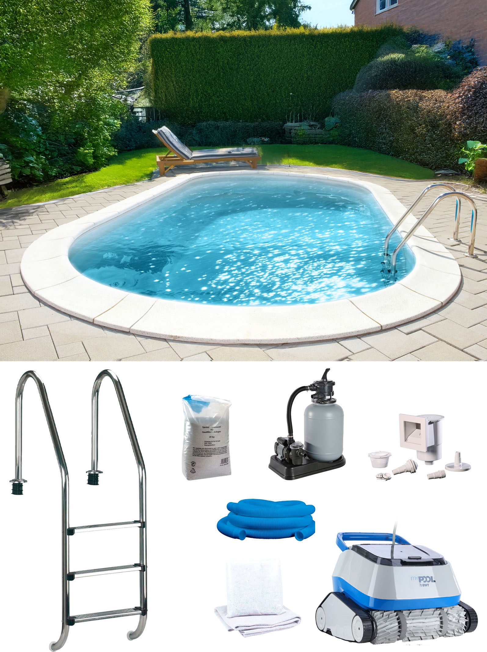 my POOL BWT Ovalpool "POWER, BxLxH: 400x800x150 cm" in 2 Folienfarben erhältlich, inkl. Poolroboter POWER ONE4ALL