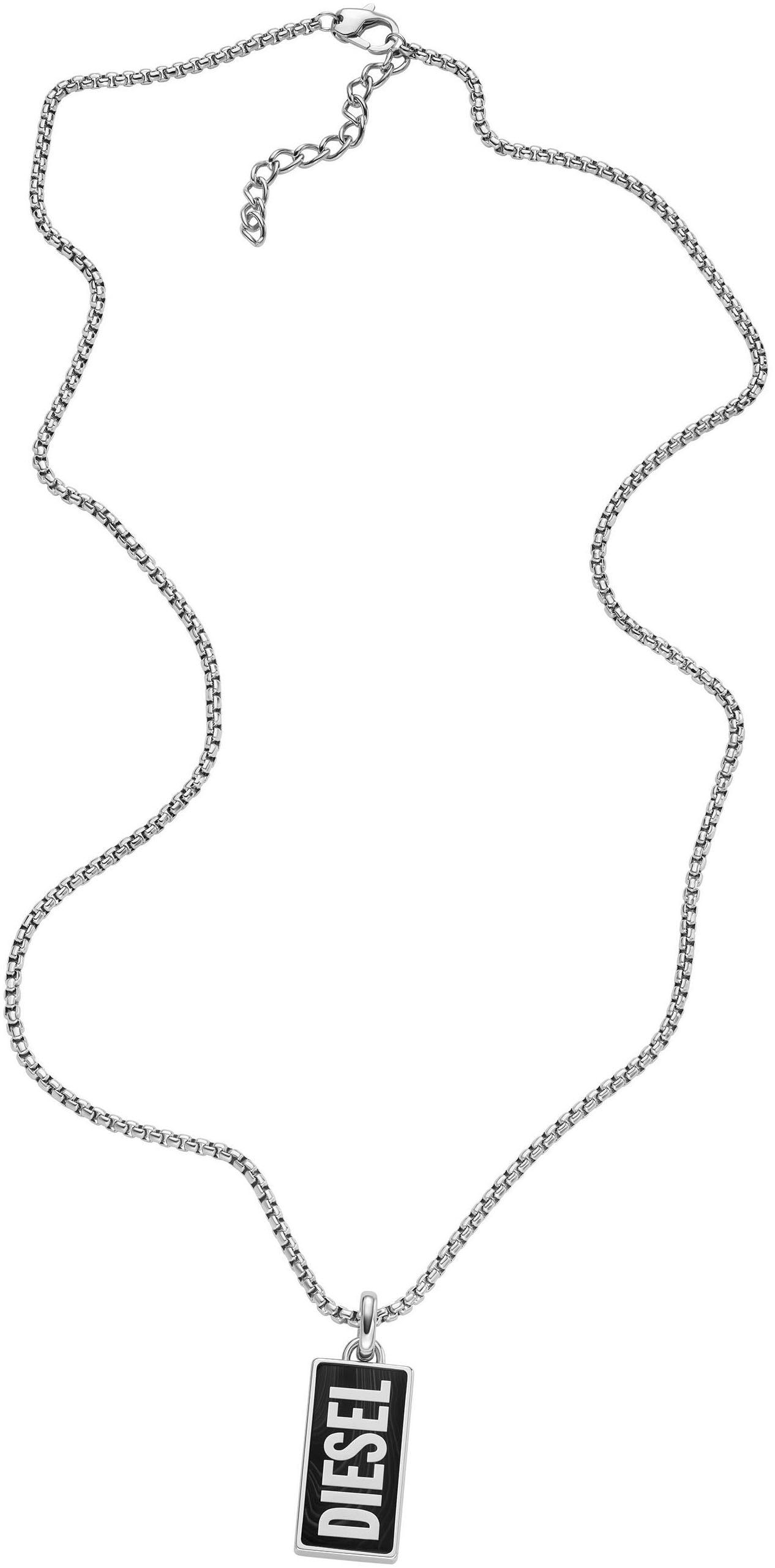 Diesel Kette mit Anhänger »Schmuck Geschenk Edelstahl DOGTAG Black Agate Signet, DX1515040«, mit Achat