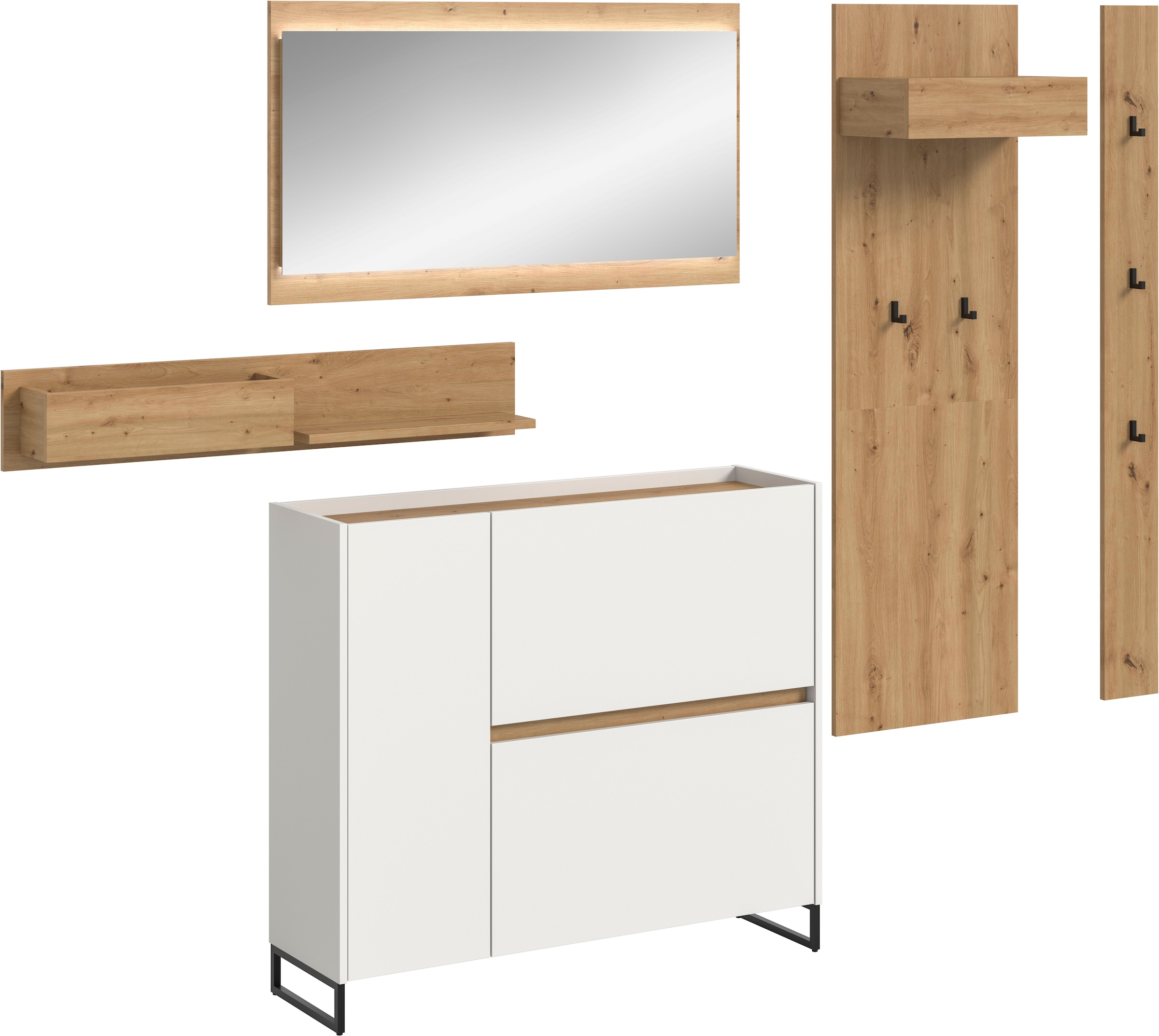 INOSIGN Garderoben-Set "EVRID, 5-teilig, Breite 236 cm, inkl. Beleuchtung", günstig online kaufen