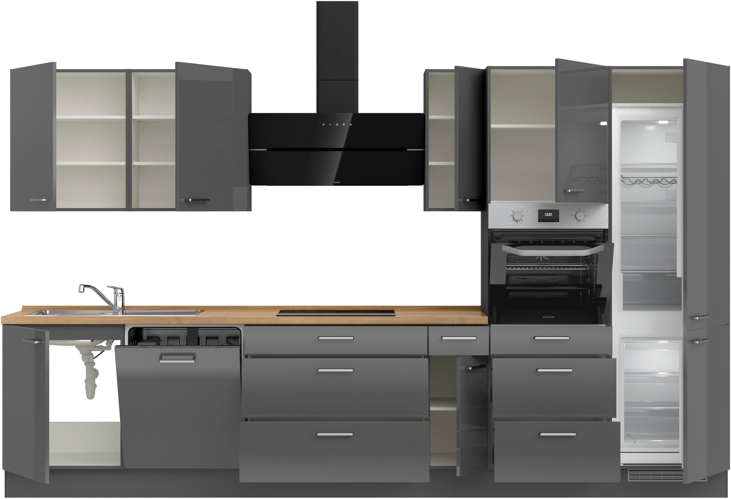 nobilia® Küchenzeile »"Flash II"«, vormontiert, Ausrichtung wählbar, Breite 360 cm, wahlw. mit E-Geräten