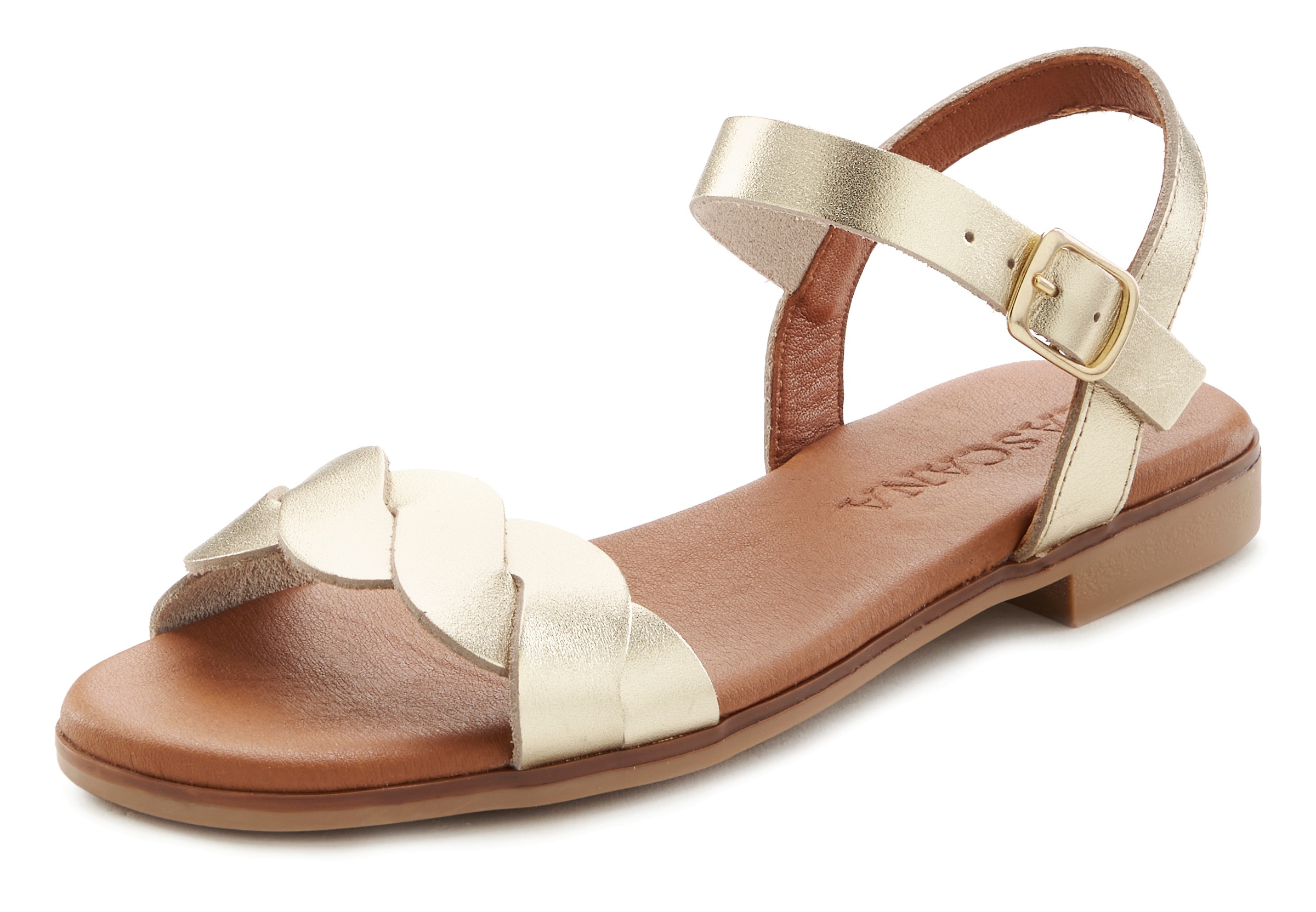 LASCANA Sandale "Sommerschuh", aus Leder mit überkreuztem Wellenriemen, San günstig online kaufen