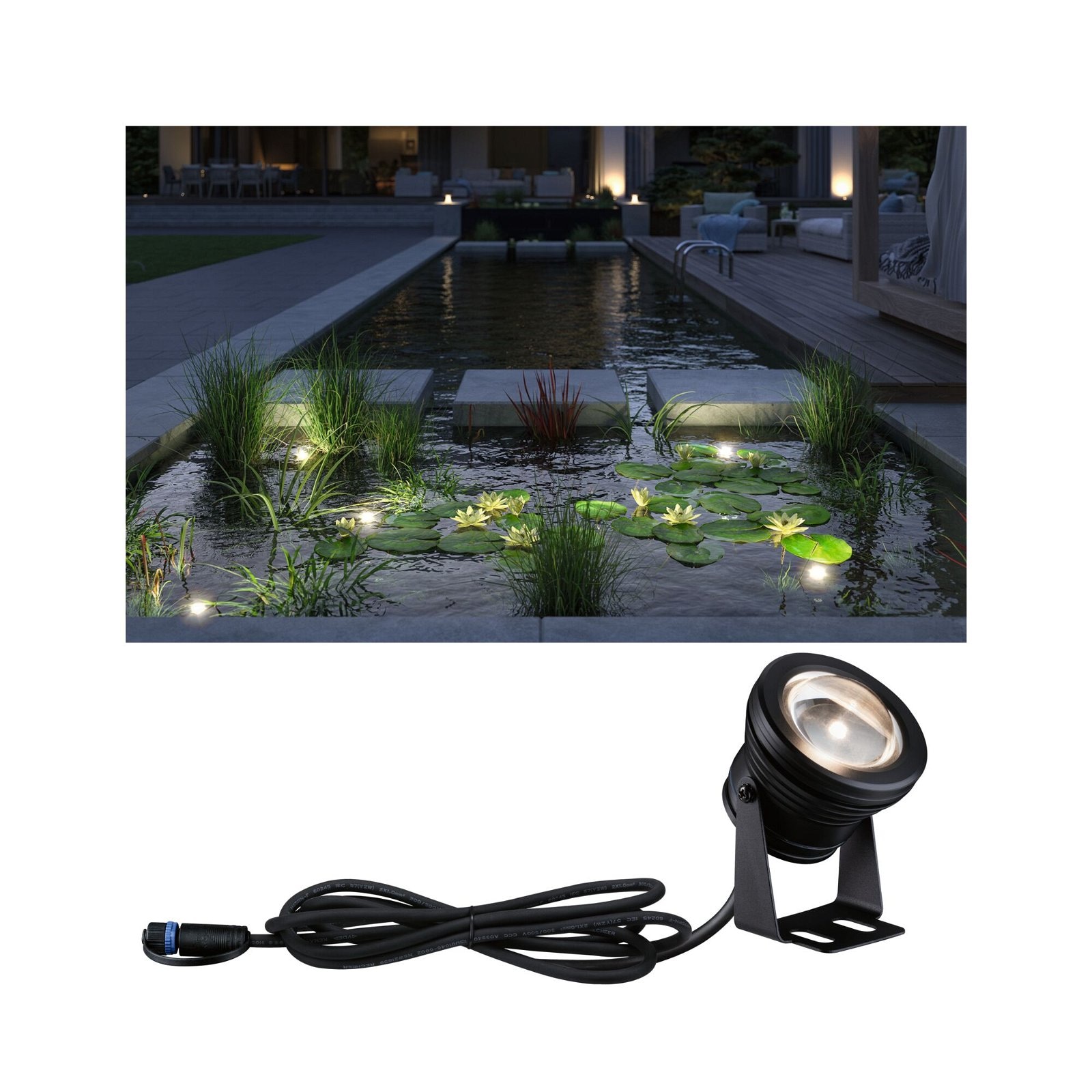 Paulmann LED Gartenstrahler »Plug & Shine Spot Teichleuchte Einzelspot IP68 3000K 5W Schwarz«, 1 flammig-flammig