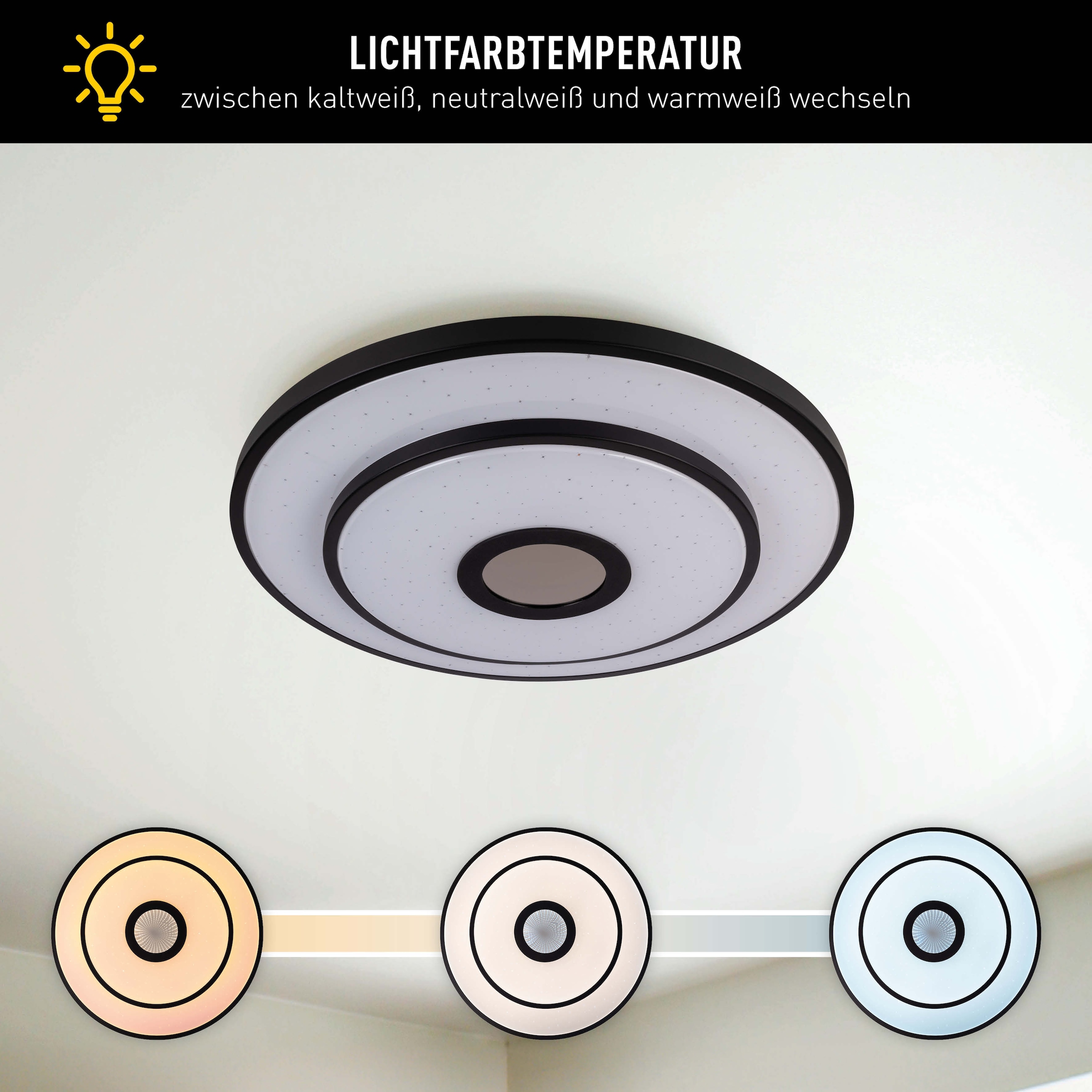näve LED Deckenleuchte »Genua« LED-Modul 1 Stk. warmweiß - kaltweiß Dimmbar per IR-Fernbedienung, CCT, Memory, Nachlicht, Kristalleffekt