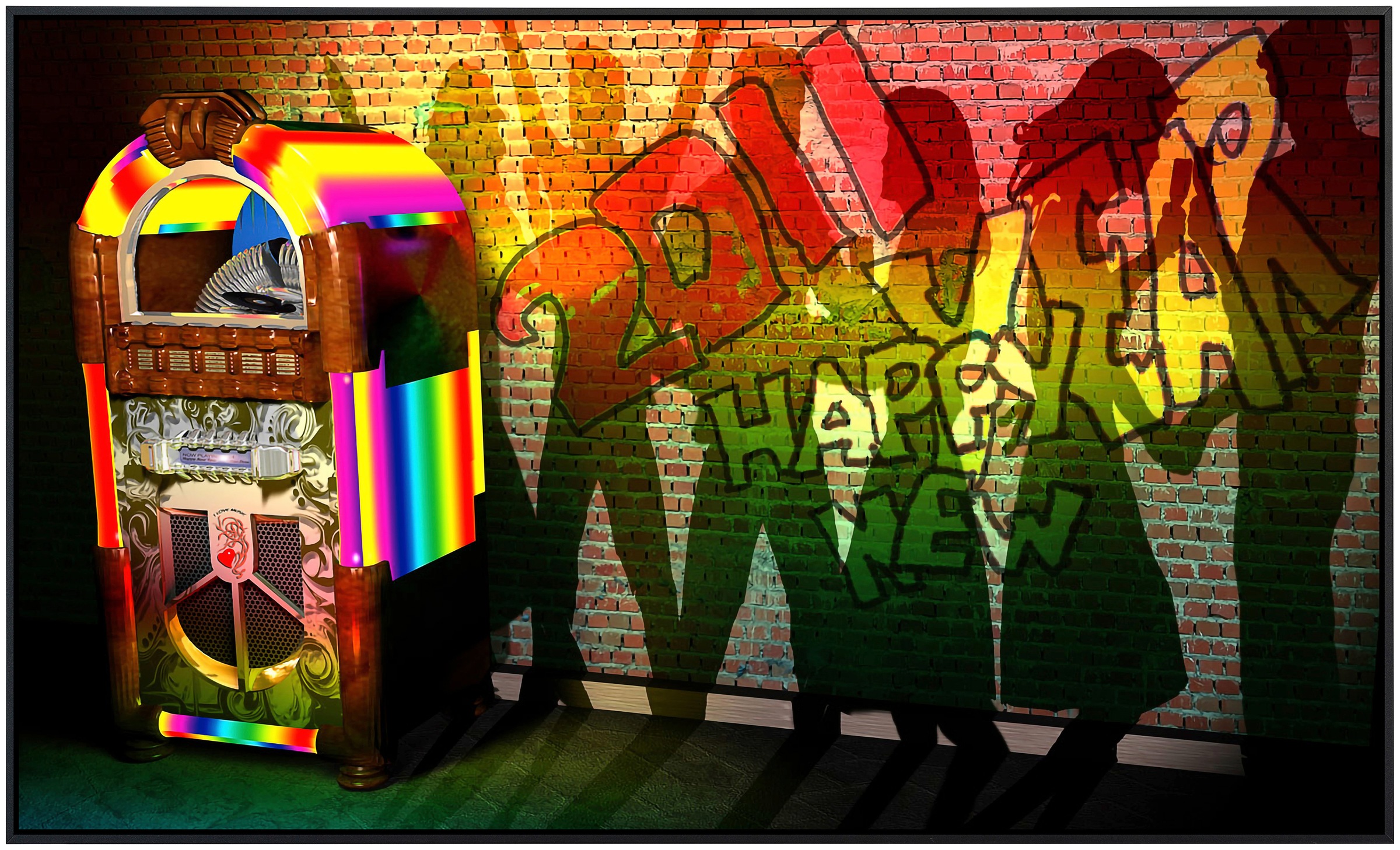 Papermoon Infrarotheizung »Jukebox mit Graffiti«, sehr angenehme Strahlungswärme