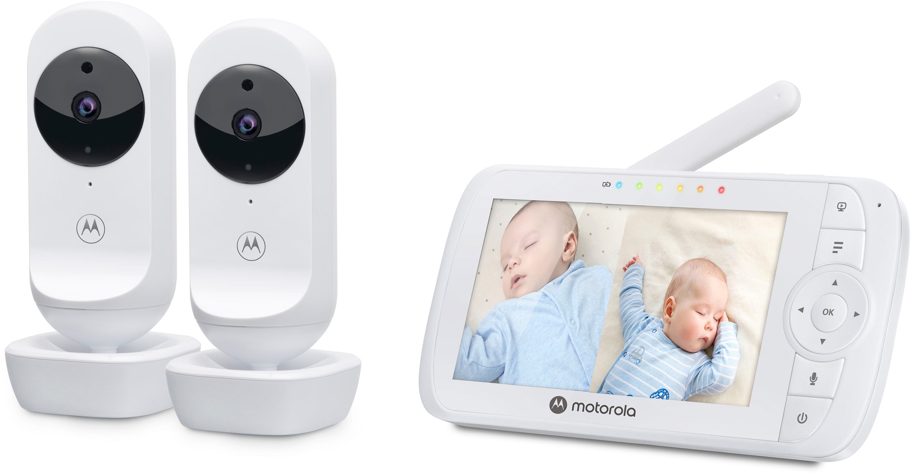 Babyphone MOTOROLA "Video Nursery VM 35-2 Twin 2x Kameras" Babyphones weiß Baby Babyphone 5-Zoll-Farbdisplay