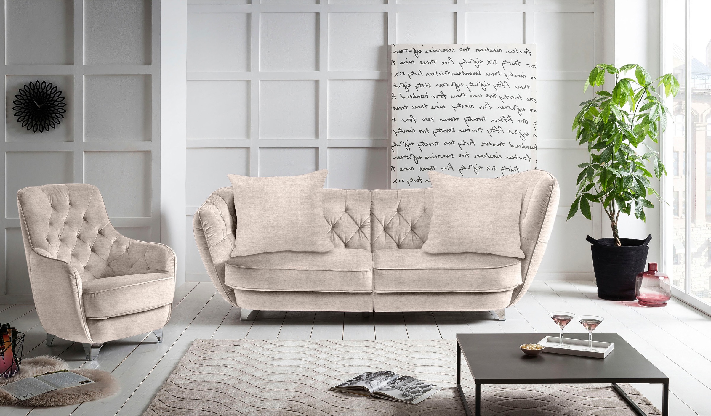 Thumbnail - Leonique Big-Sofa "Retro", stylischer Hochlehner