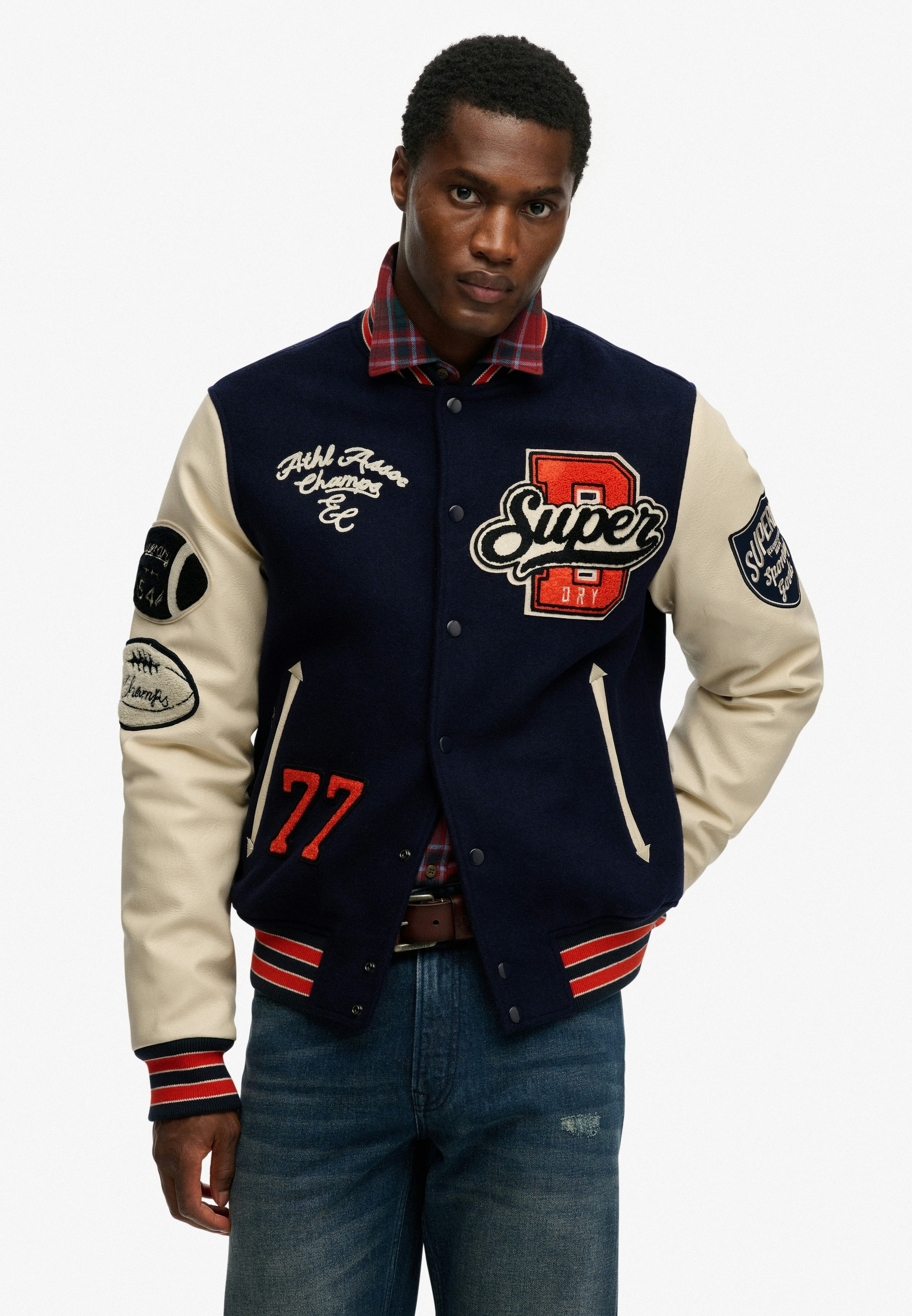 Superdry Collegejacke "COLLEGE PATCHED VARSITY JKT" ohne Kapuze günstig online kaufen