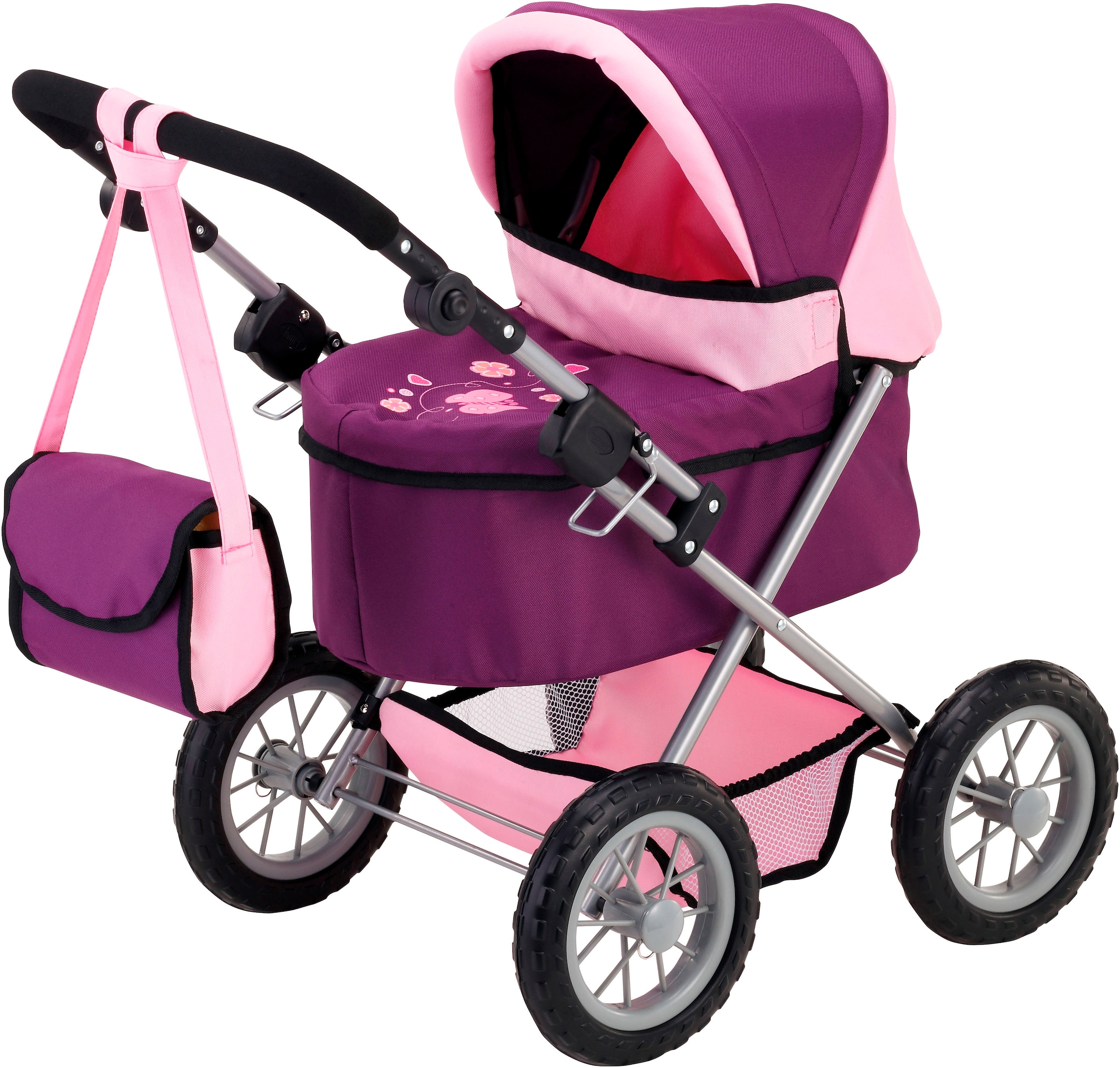 Bayer Puppenwagen »Trendy«, (3 tlg.), inklusive Puppen-Reisebett und Umhängetasche