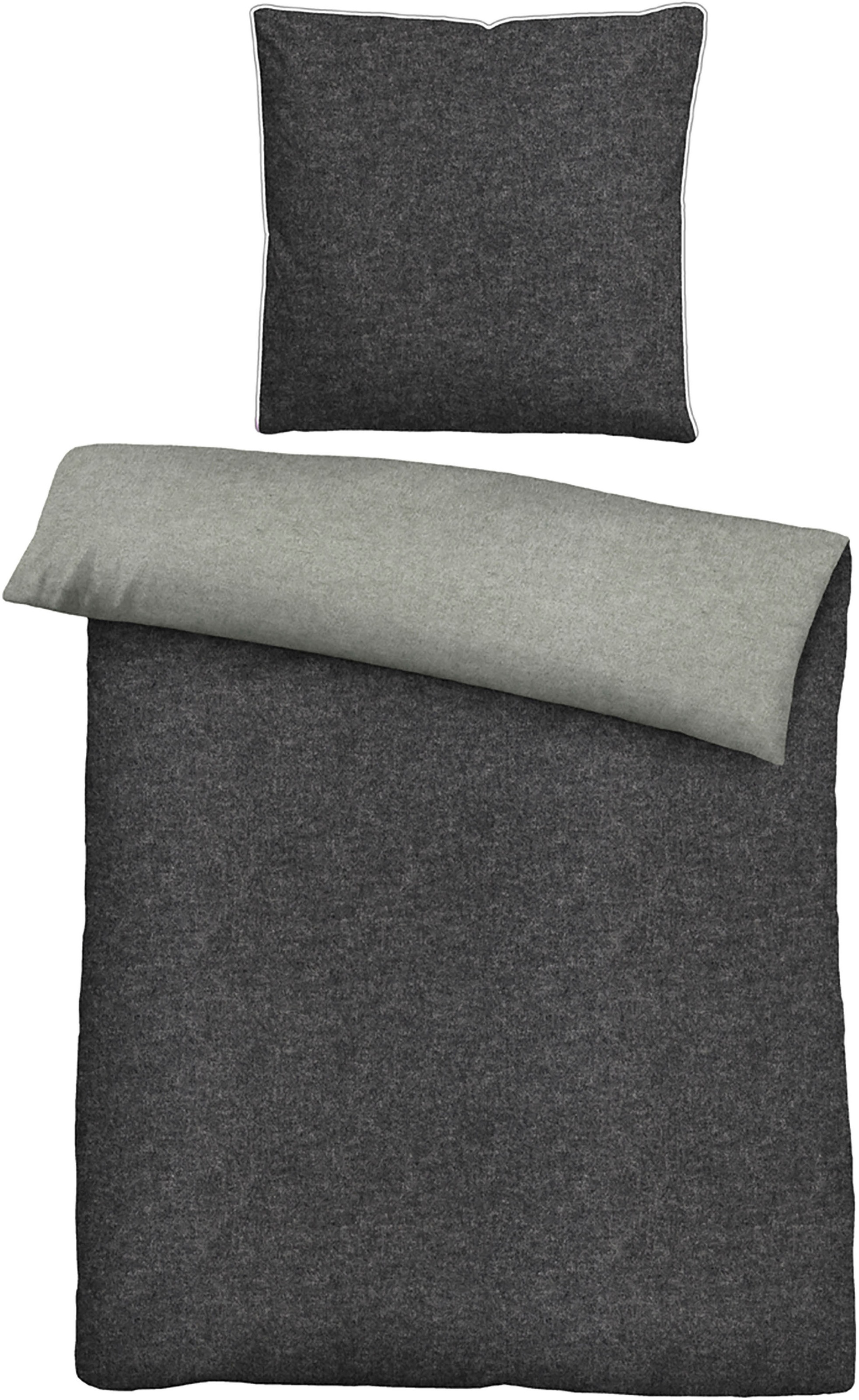Biberna Wendebettwäsche »Hermal«, Flanell in Melangeoptik, Winterbettwäsche, Made in Germany
