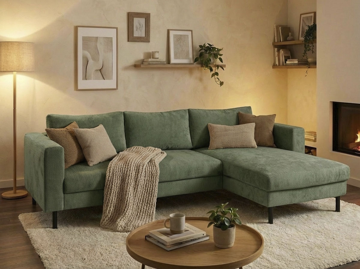 TRENDMANUFAKTUR "Amazing II, wahlw. mit Schlaffunktion & Bettkasten, Fuß schwarz" Recamiere beidseitig montierbar, L-Form,in Cord o. Struktur, B: 232 cm