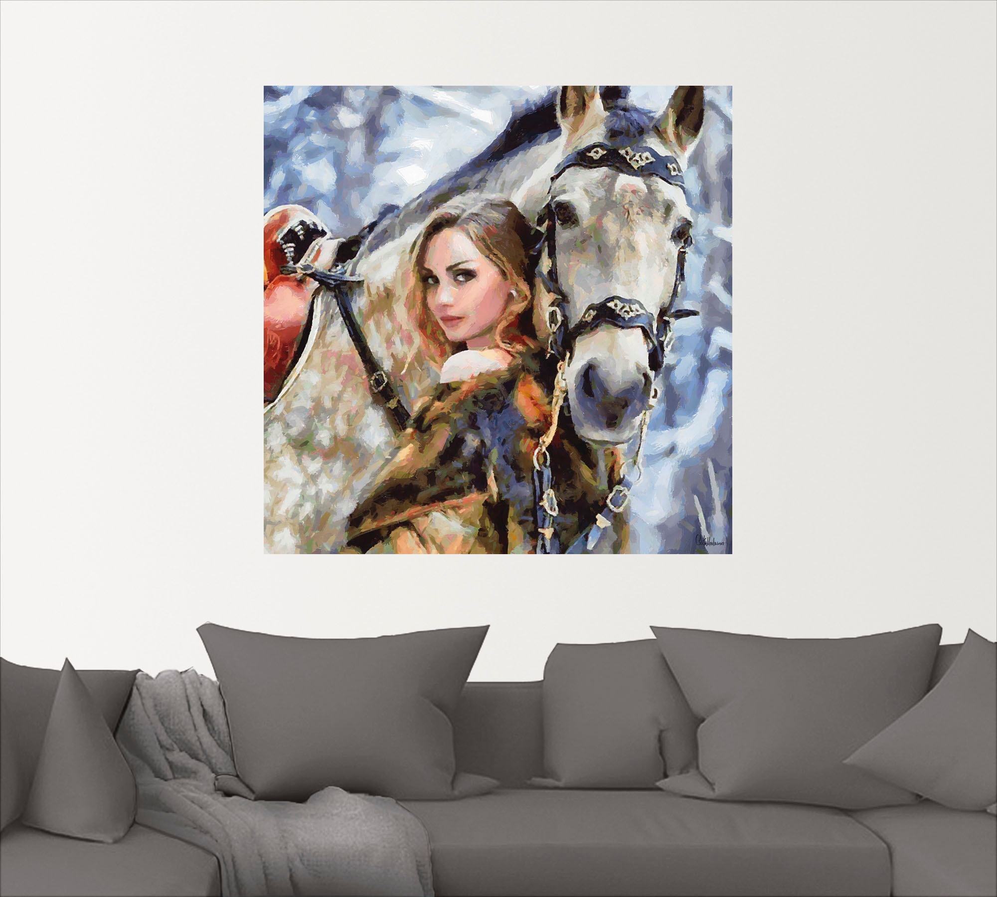 Artland Wandbild »Mädchen mit weißem Pferd«, Portrait, (1 St.), als Leinwandbild, Poster, Wandaufkleber in verschied. Größen
