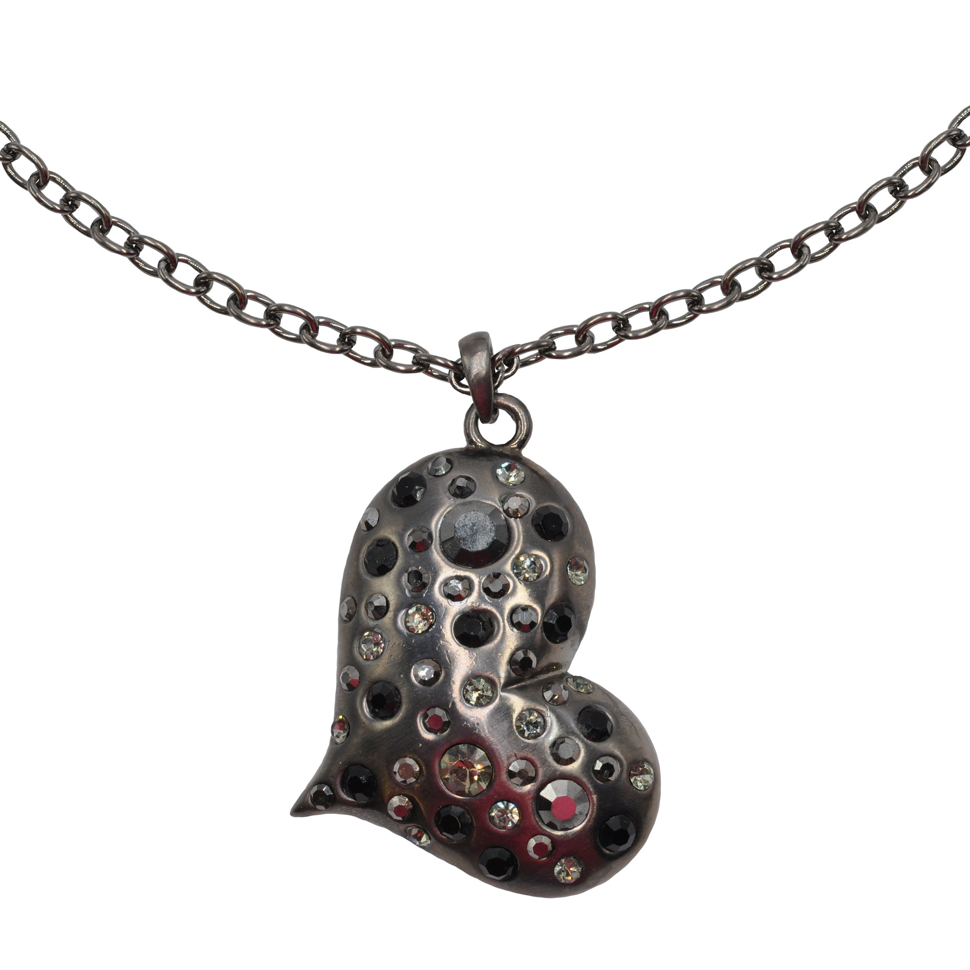 Steuer Kette mit Anhänger »Metall matt Glasstein grau«