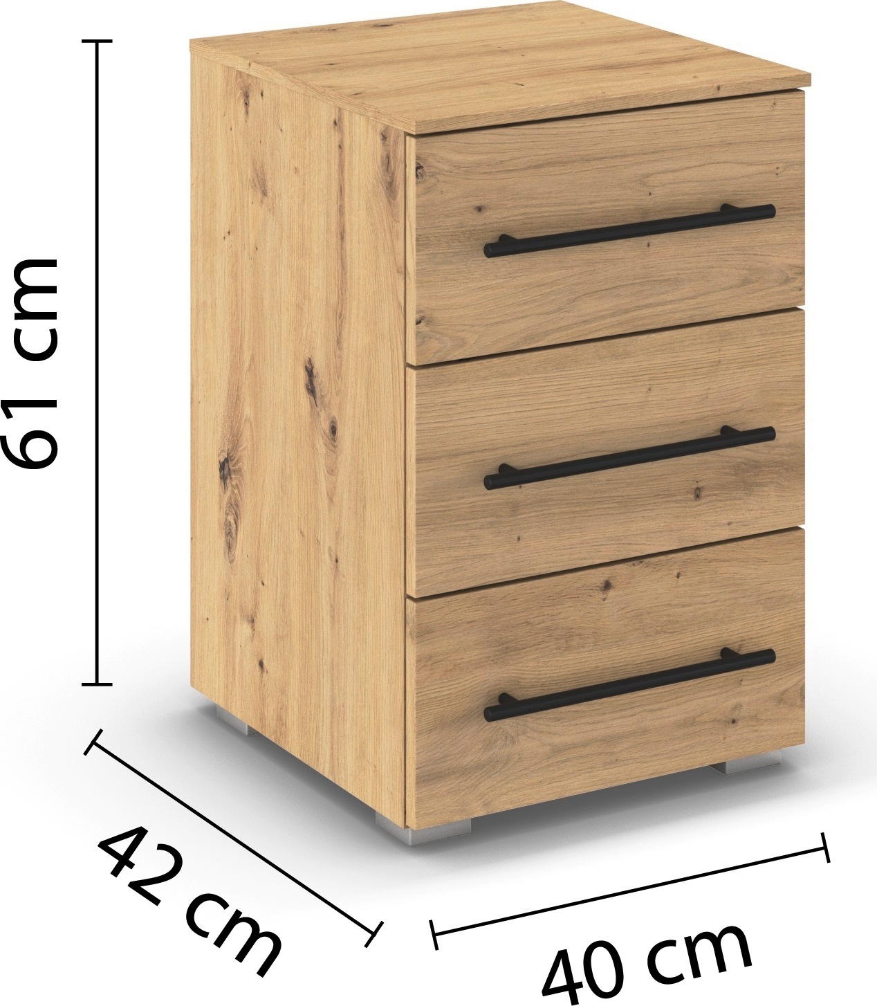 OTTO home Nachtkommode »Nachttisch Nachtschrank Schubladen Sideboard Schubladenkommode AVOLA« Breite 40 cm inkl. SOFT-CLOSE-FUNKTION mit Dekorfront,  mit 3 geräumigen Schubladen für viel Stauraum MADE IN GERMANY