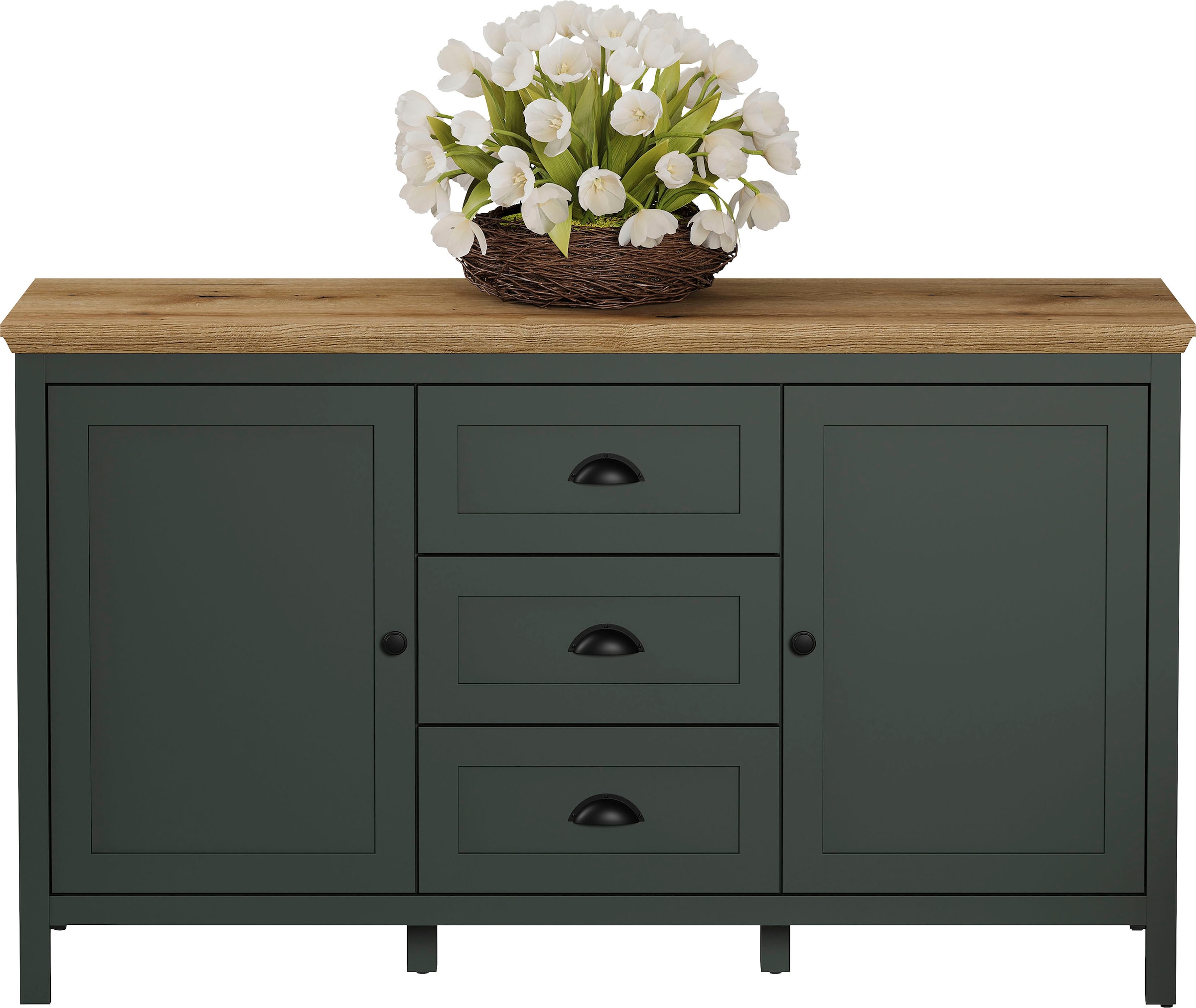Home affaire Sideboard »Vienna« 1 Stk. tlg. Kommode im Landhausstil mit 3 Vollauszug-Schubladen und 4 Fächer