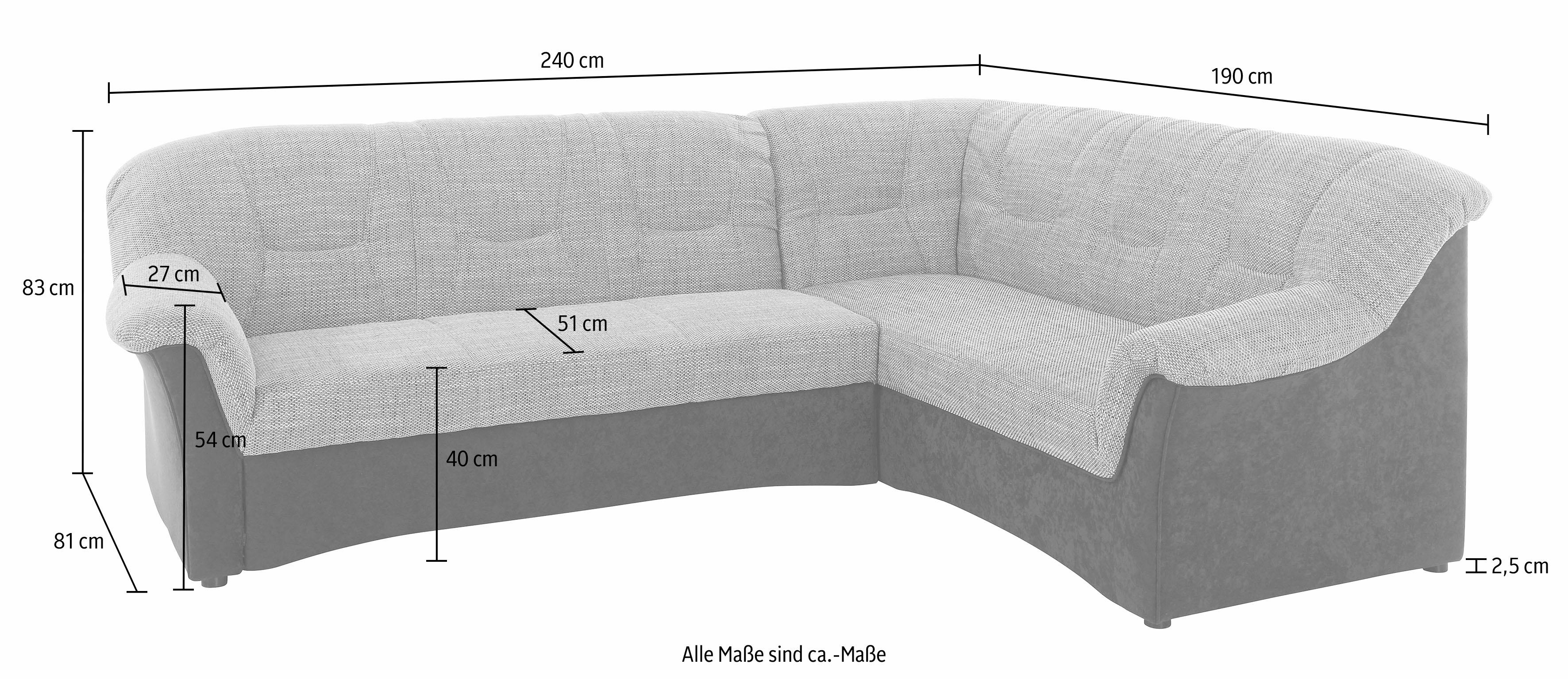 Thumbnail - DOMO collection Ecksofa "Sarafina zeitlos und komfortabel, optional mit Federkern, L-Form", wahlweise mit Bettfunktion